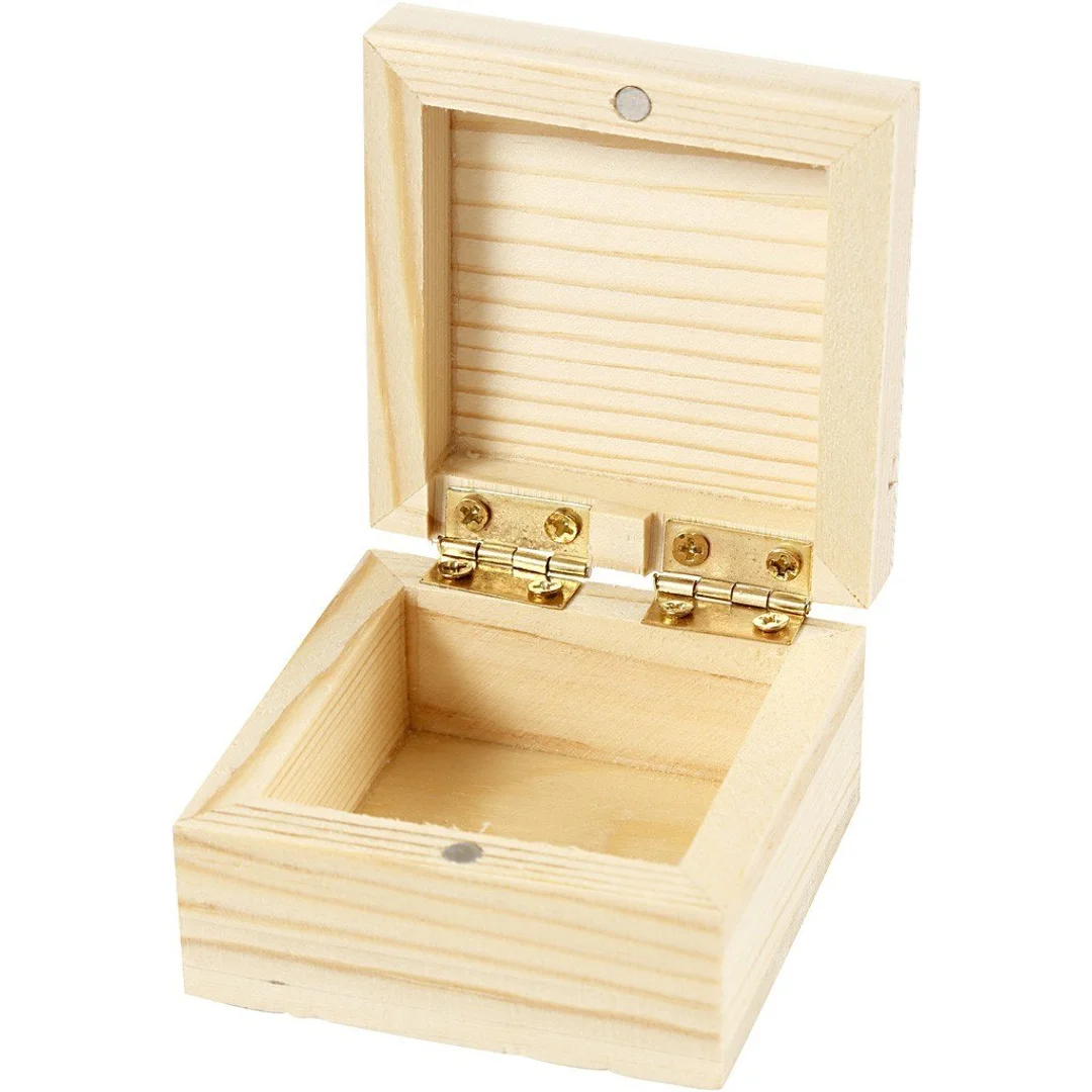 Pudełko z drewna na Biżuterię 6x6x3,5 cm — zdjęcie 2