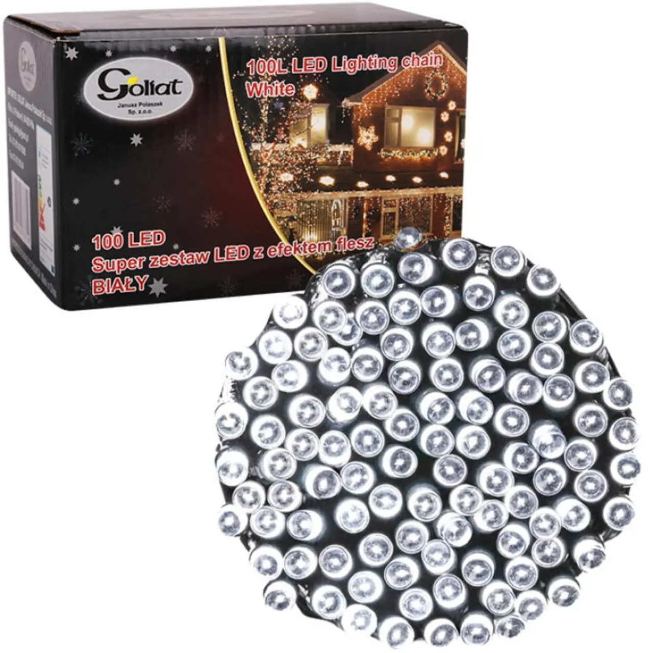 Lampki choinkowe 100 LED Flash, wewnętrzne, zimny biały