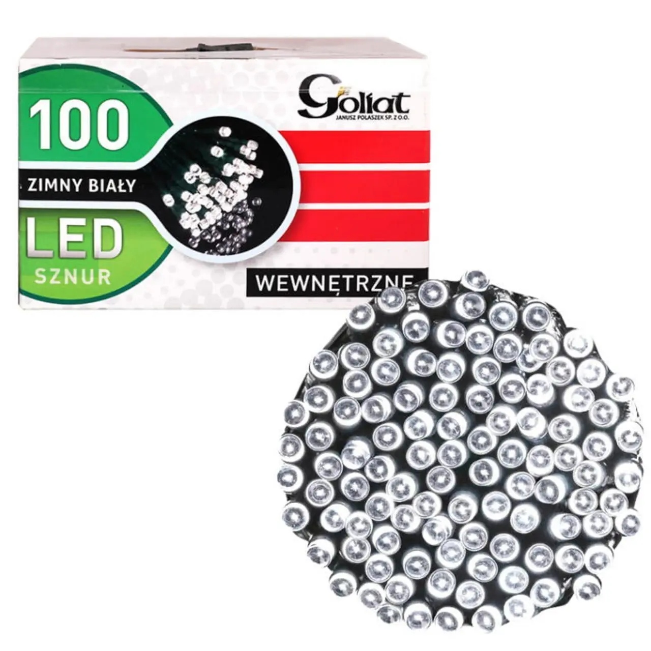 100 LED Zimne Białe Lampki Choinkowe - Wewnętrzne, Energooszczędne, Bezpieczne, Z Miedzianymi Przewodami, Polska Dystrybucja