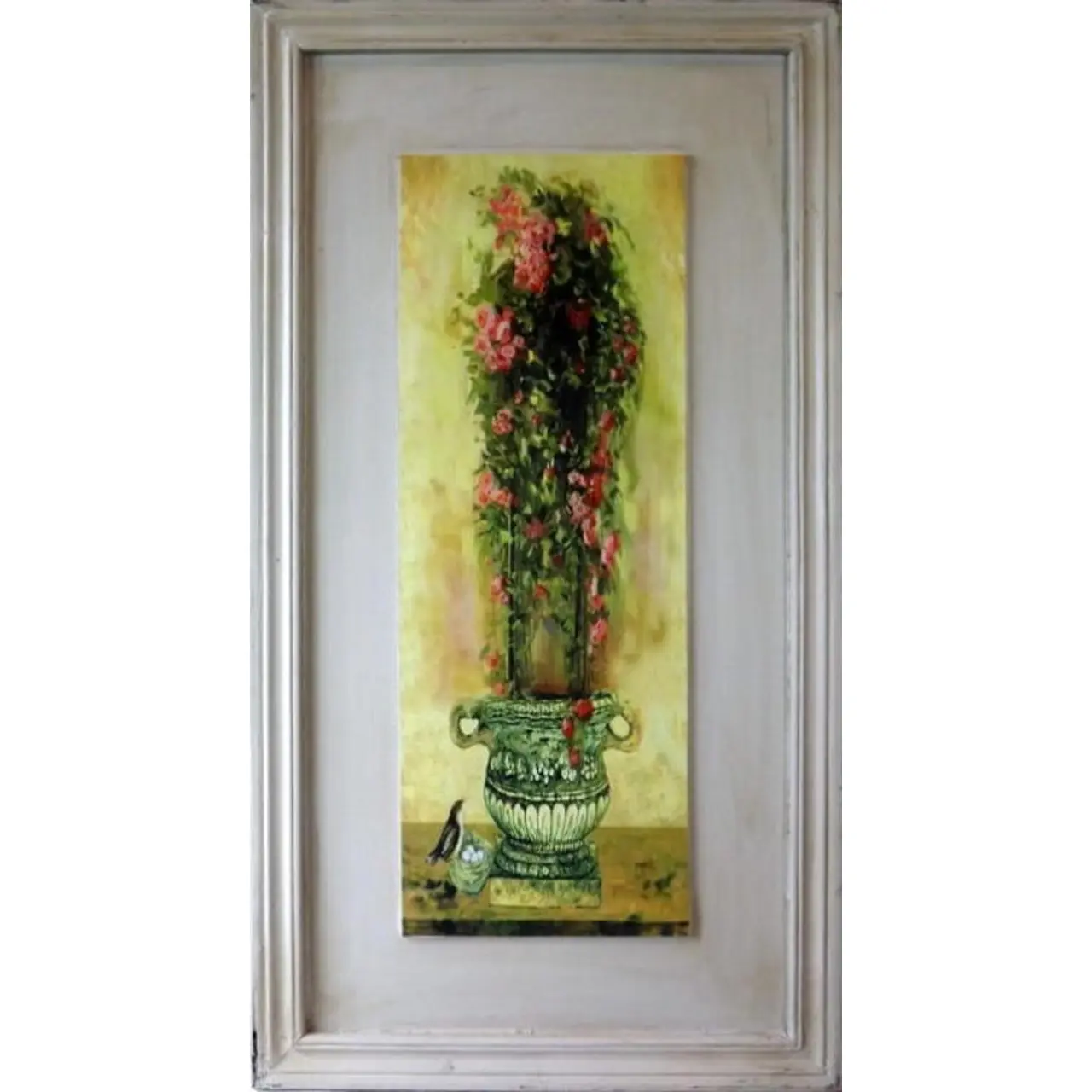 Obraz kompozycja kwiatów w donicy 1 w rozmiarze 30 x 56 cm