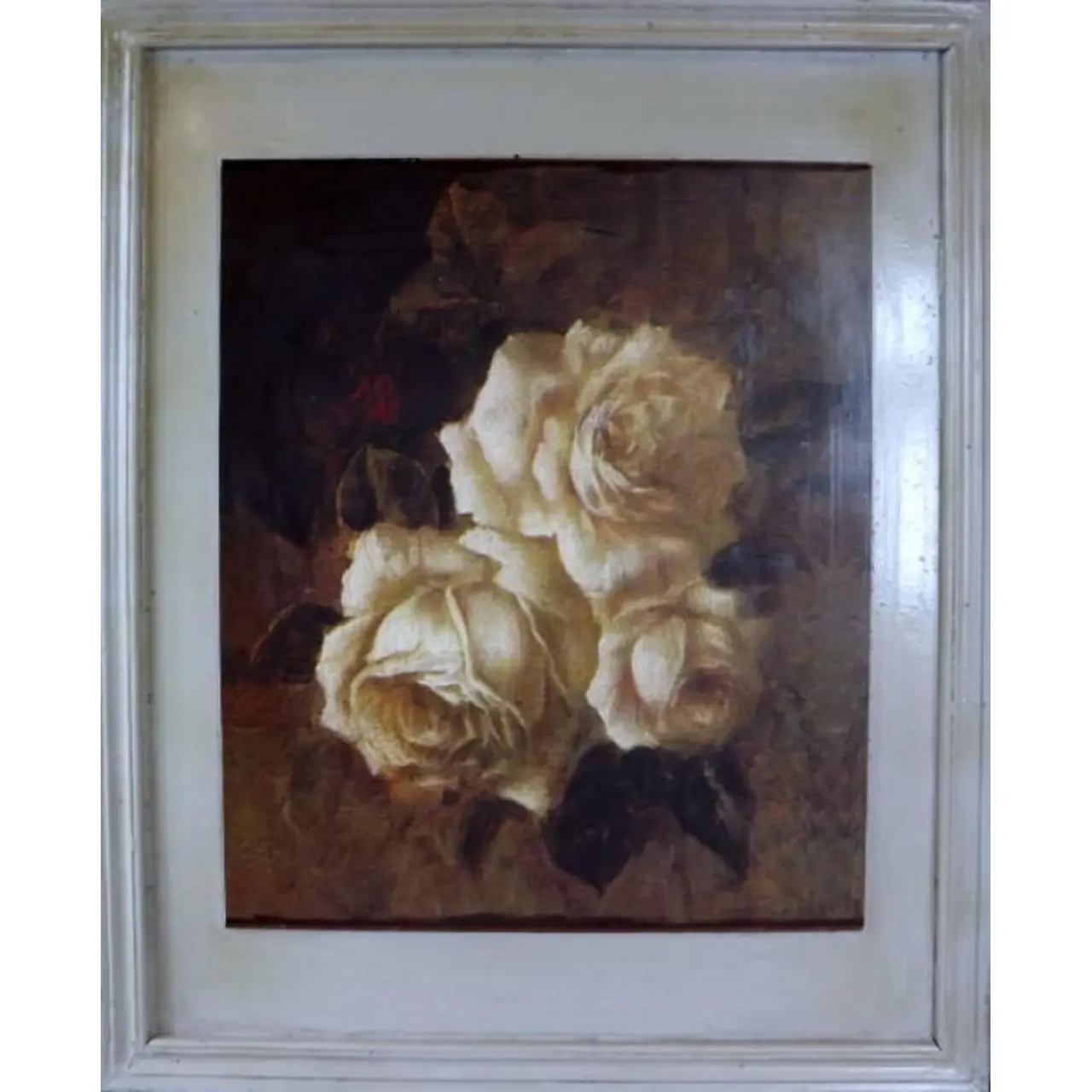 Obraz Biała Róża z Efektem Postarzania 46x56 cm - Część Tryptyku
