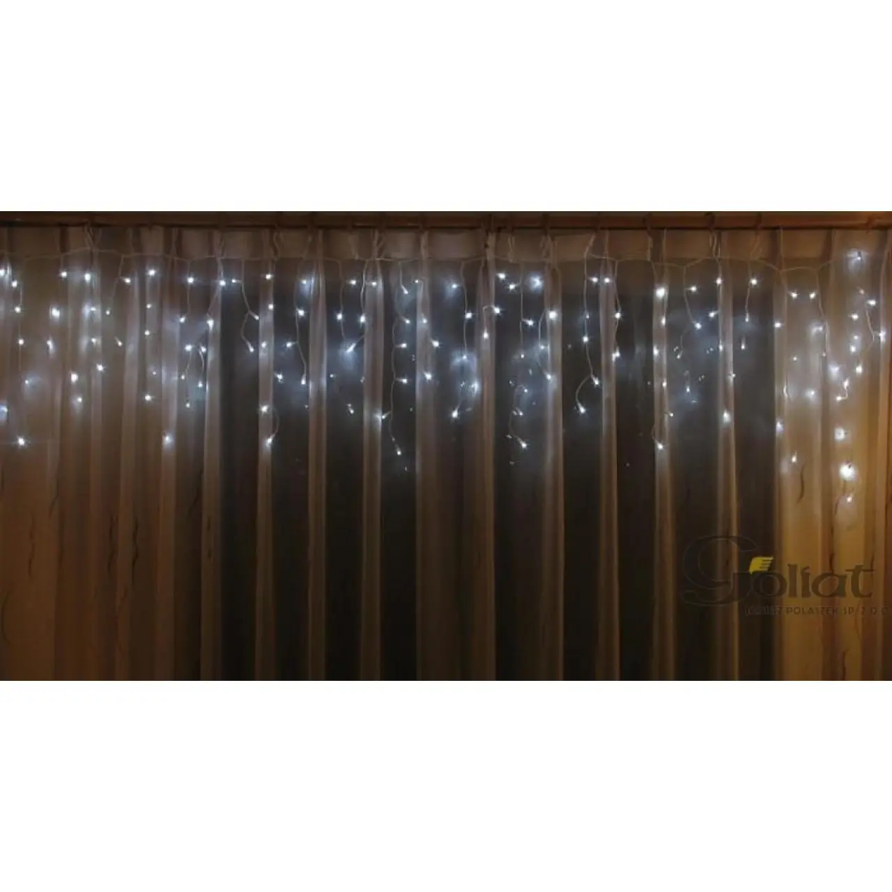 Białe Świetlne Sznurówki Sople LED 100 Lampek do Użycia na Zewnątrz [K100 LED WHITE]