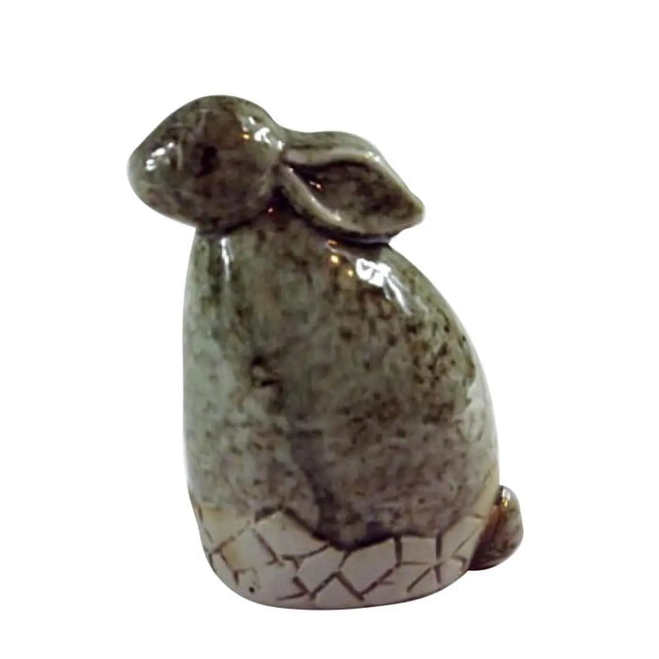 Zając ceramiczny w odcieniach zieleni