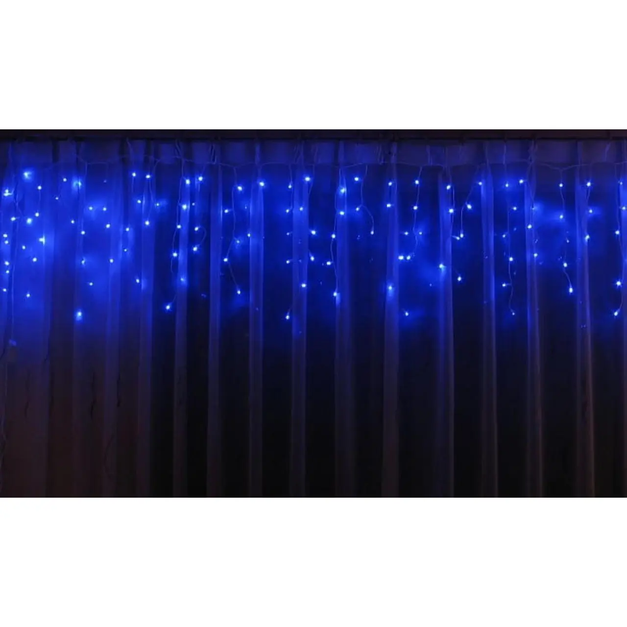 Dekoracja Świetlna Zewnętrzna Niebieska - 100 LED, Łączna, Wysoko Odporna na Warunki Atmosferyczne, Energooszczędna, z Gniazdem - IP44.