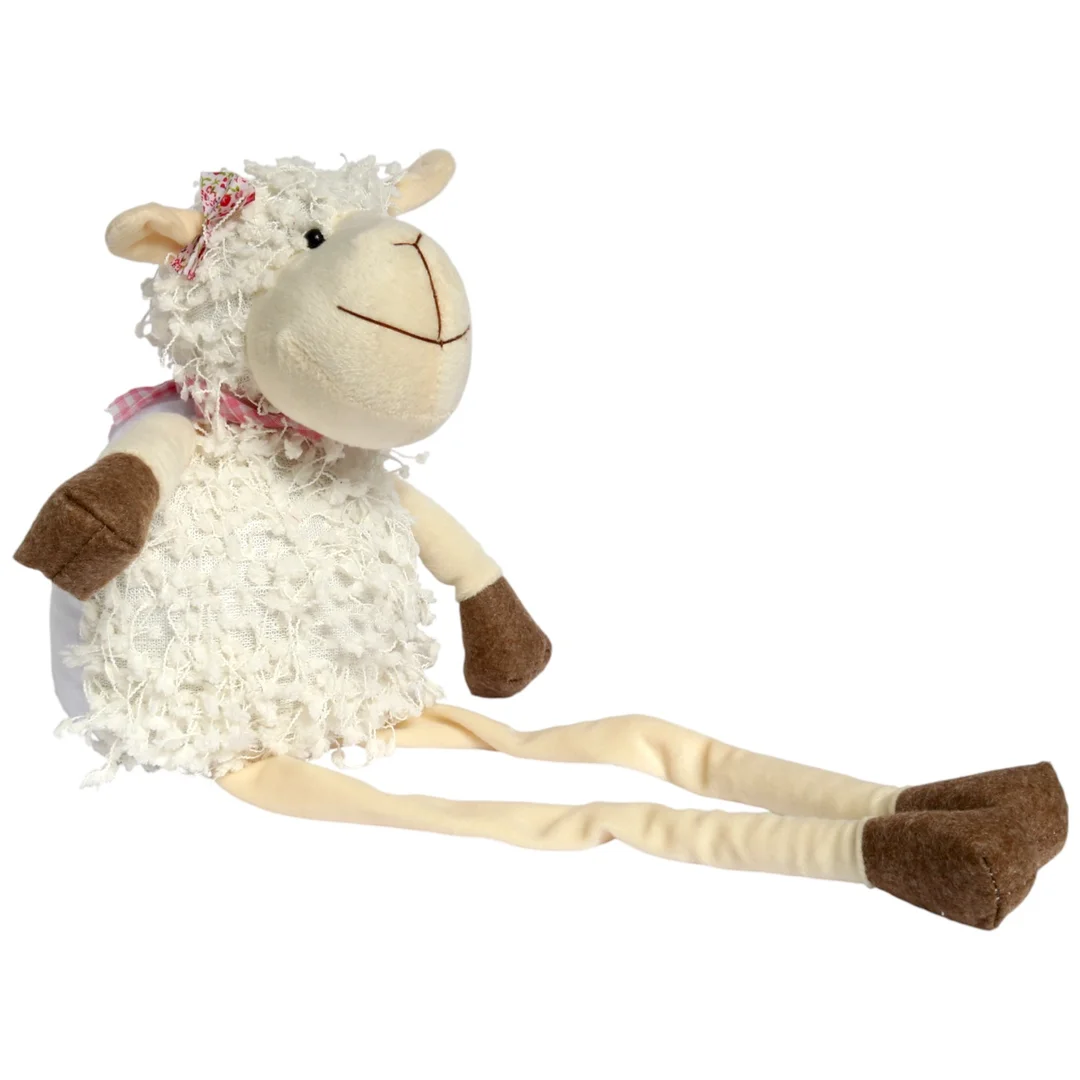 Baranek siedzący Ozdoba Wielkanocna Figurka pluszowa 50 cm biała