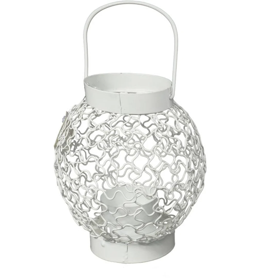 Biała Latarenka Metalowa na Świeczkę Tealight do Dekoracji Ogrodu i Tarasu