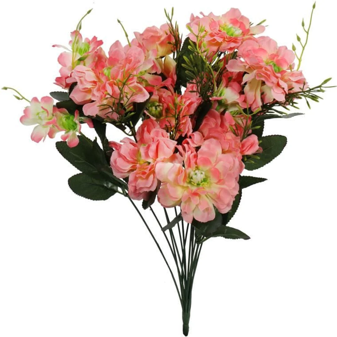 BUKIET 14 SZTUCZNYCH ANEMONÓW W KOLORZE ŁOSOSIOWYM O WYSOKOŚCI 48CM