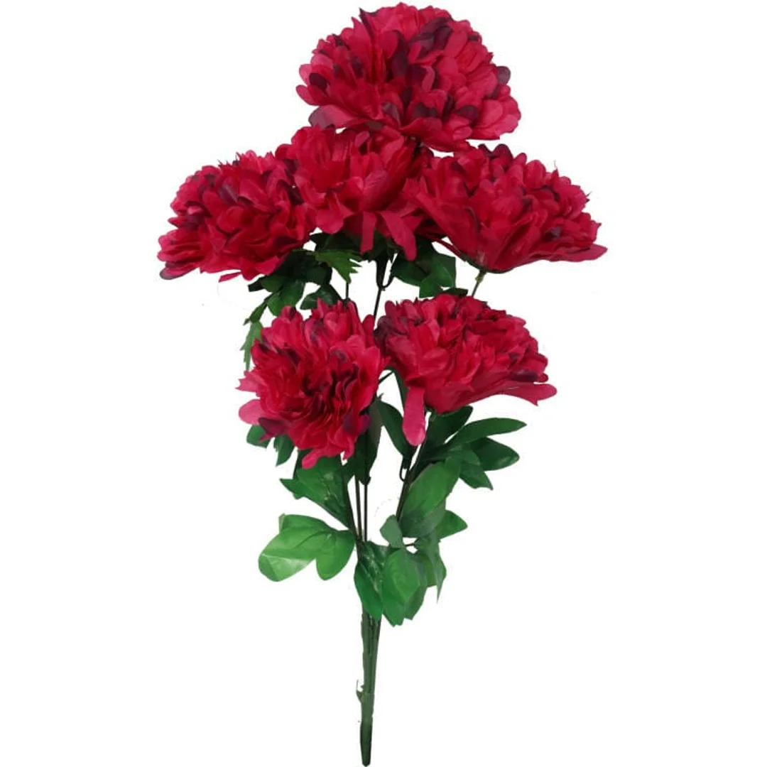 Bukiet 7 Dużych Chryzantem Sztucznych 72cm w Kolorze Bordowym