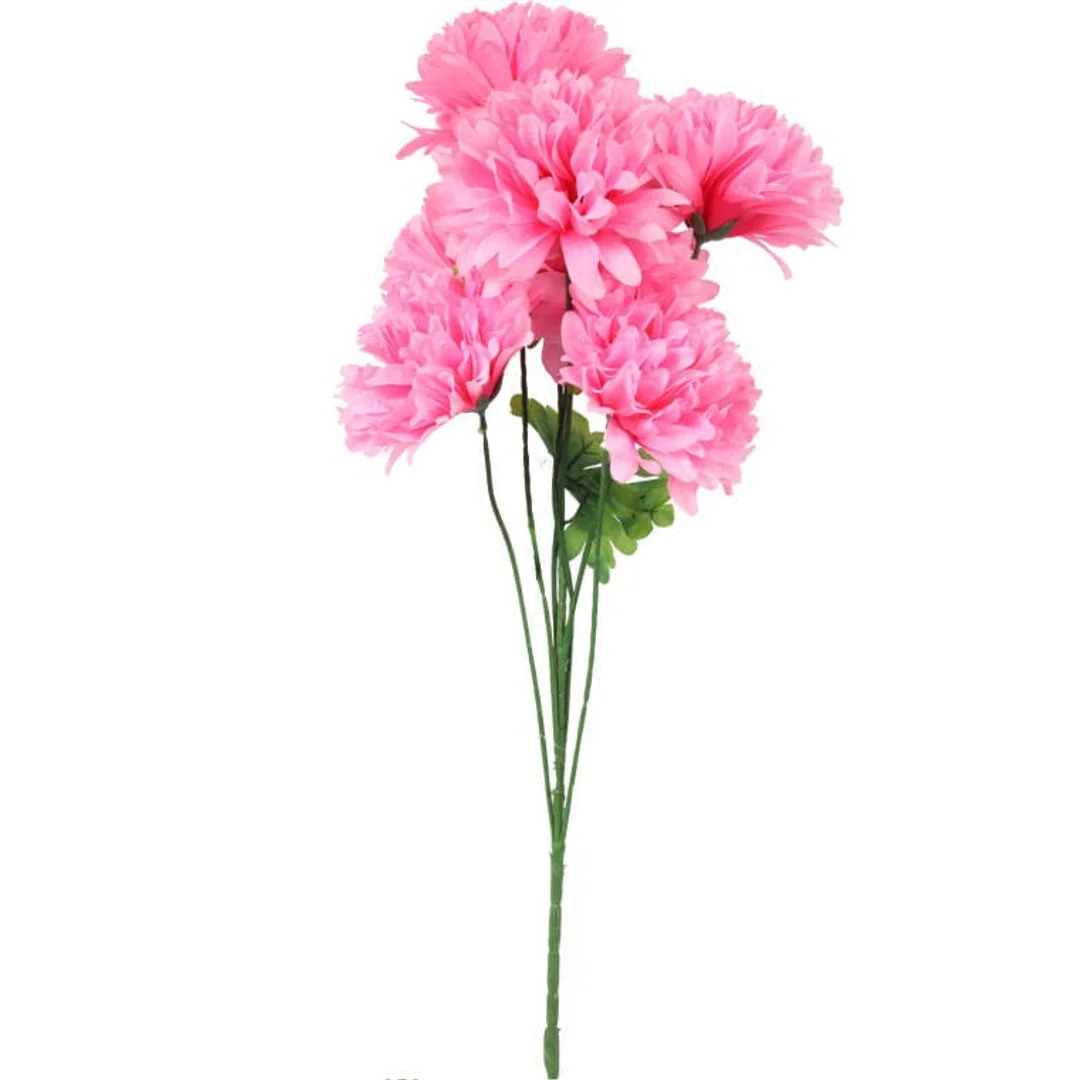 BUKIET 7 DUŻYCH SZTUCZNYCH CHRYZANTEM RÓŻOWYCH 80CM