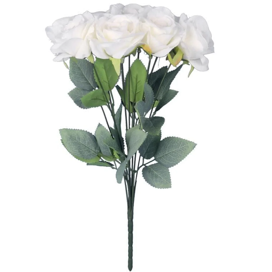 BUKIET 9 ELEGANCKICH RÓŻ 48 CM KOLOR BIAŁY