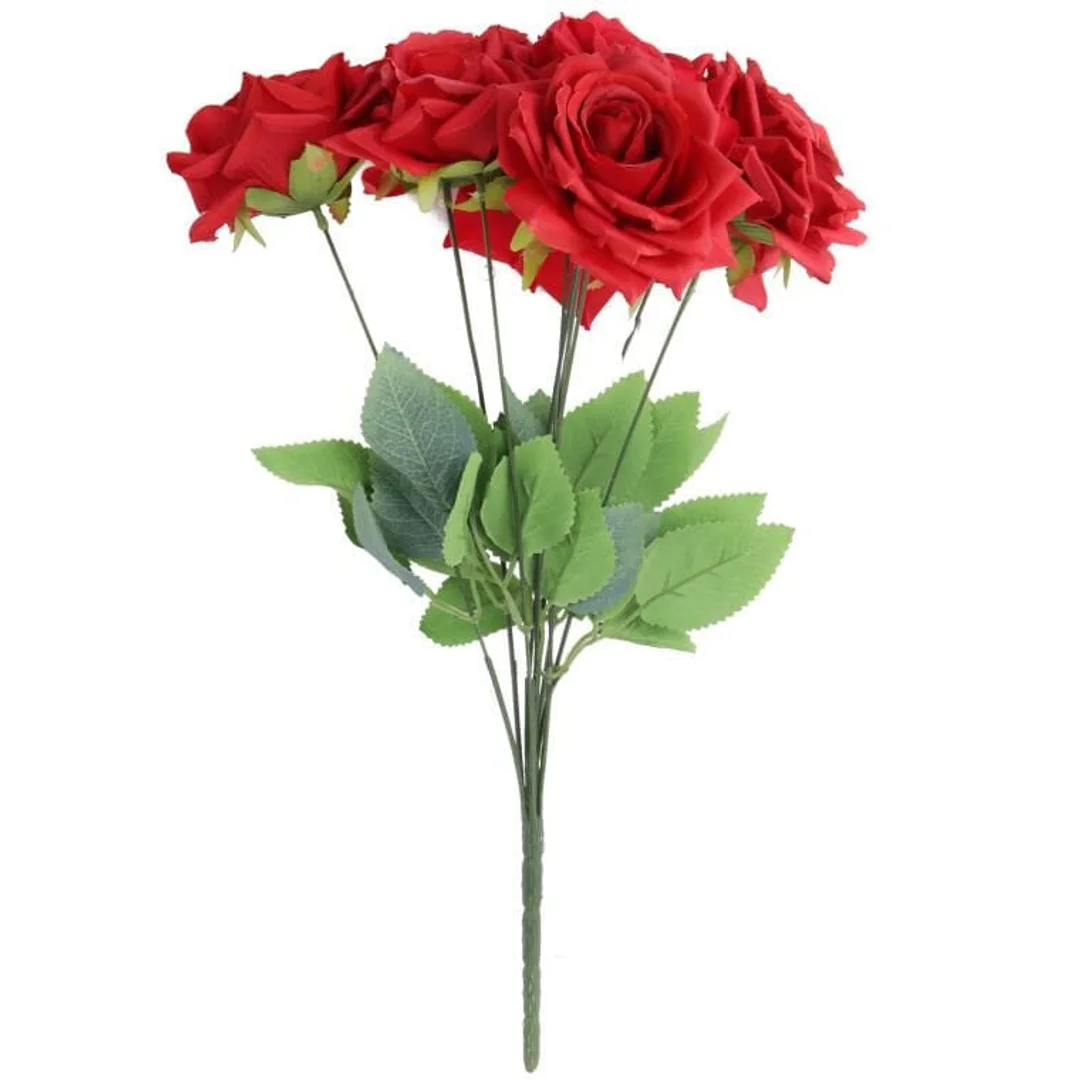 BUKIET 9 ROZWINIĘTYCH RÓŻ 48 CM KOLOR CZERWONY