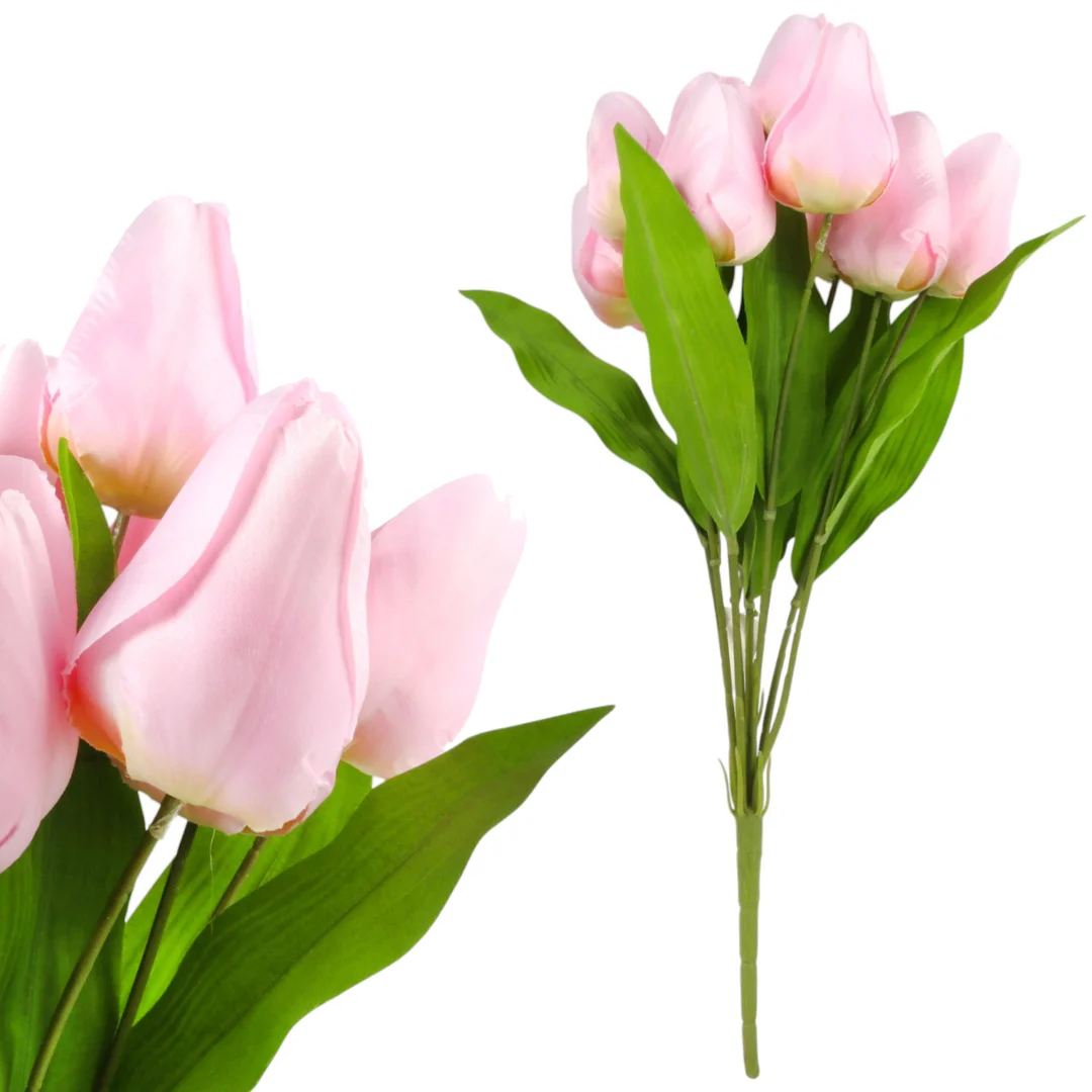 BUKIET 9 TULIPANÓW 44 CM KOLOR JASNO-RÓŻOWY