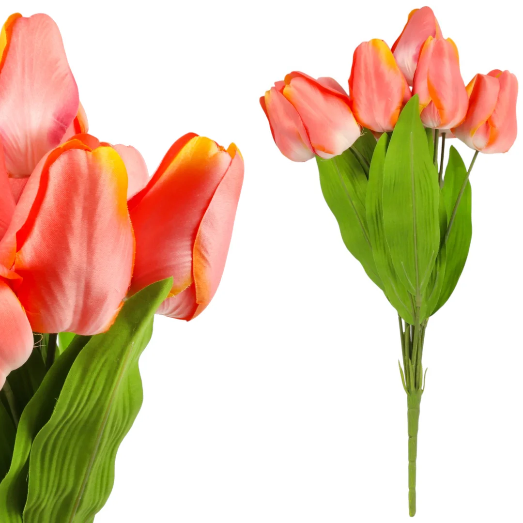 BUKIET 9 TULIPANÓW 44 CM KOLOR RÓŻOWO-ŻÓŁTY