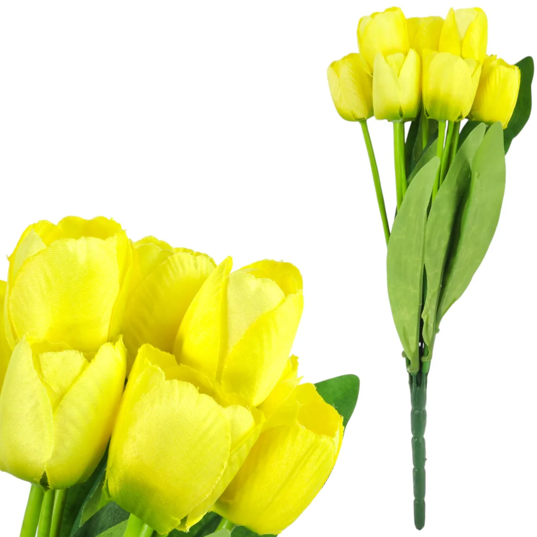 Bukiet 9 TULIPANÓW w kolorze ŻÓŁTYM 40 cm