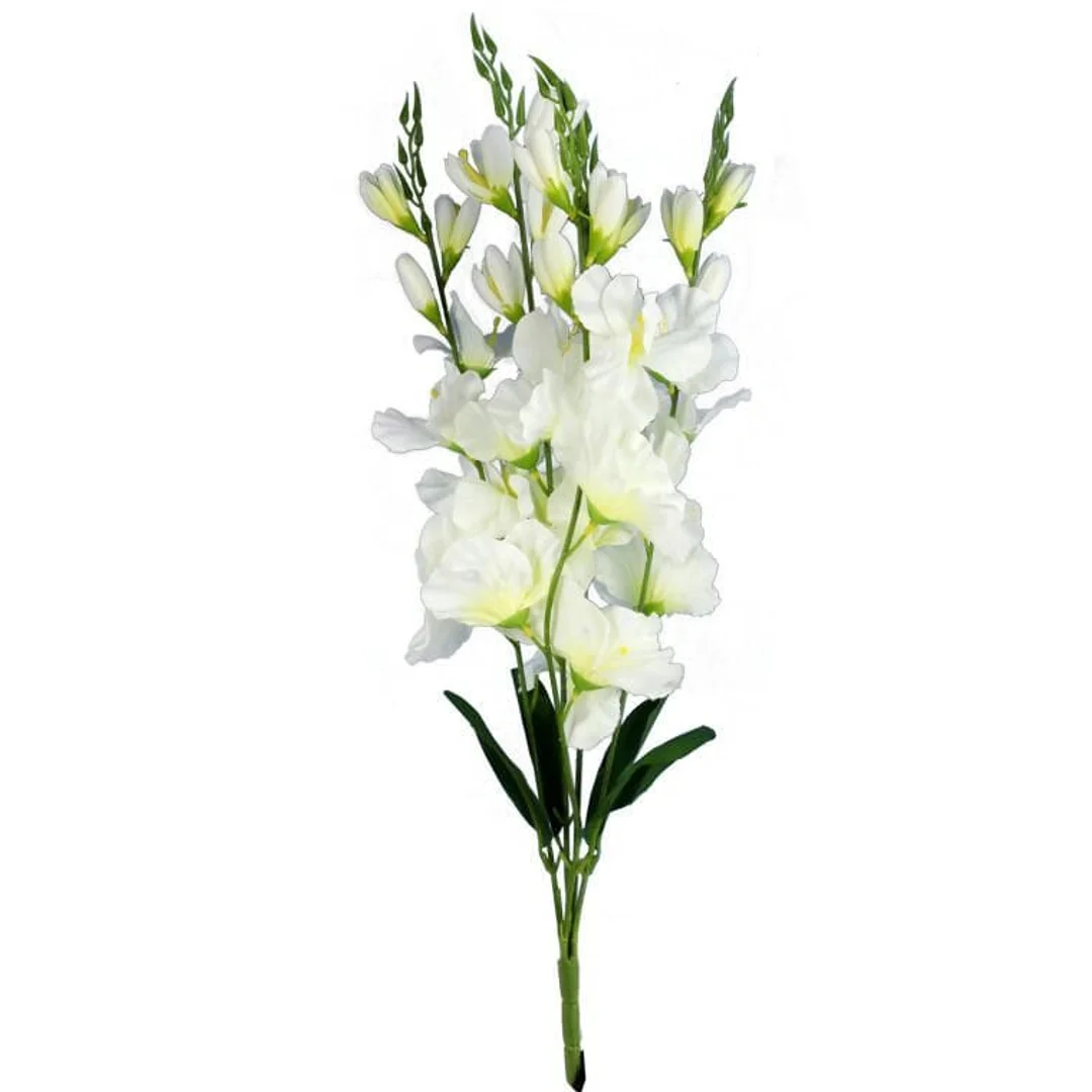 Bukiet białych gladioli sztucznych, naturalnie wyglądających, 65 cm
