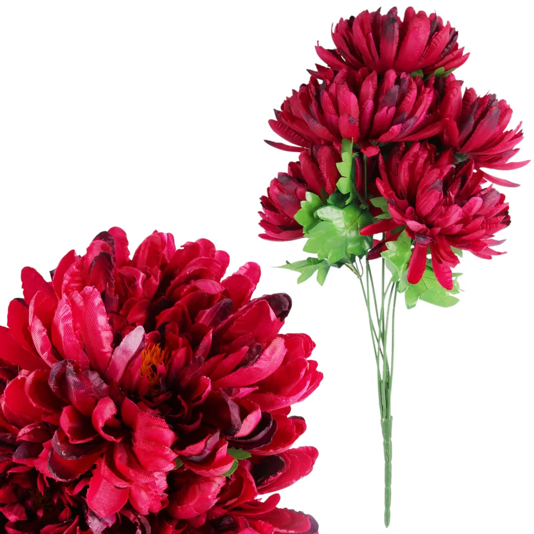 BUKIET CHRYZANTEM 60CM PREMIUM KOLOR BORDOWY