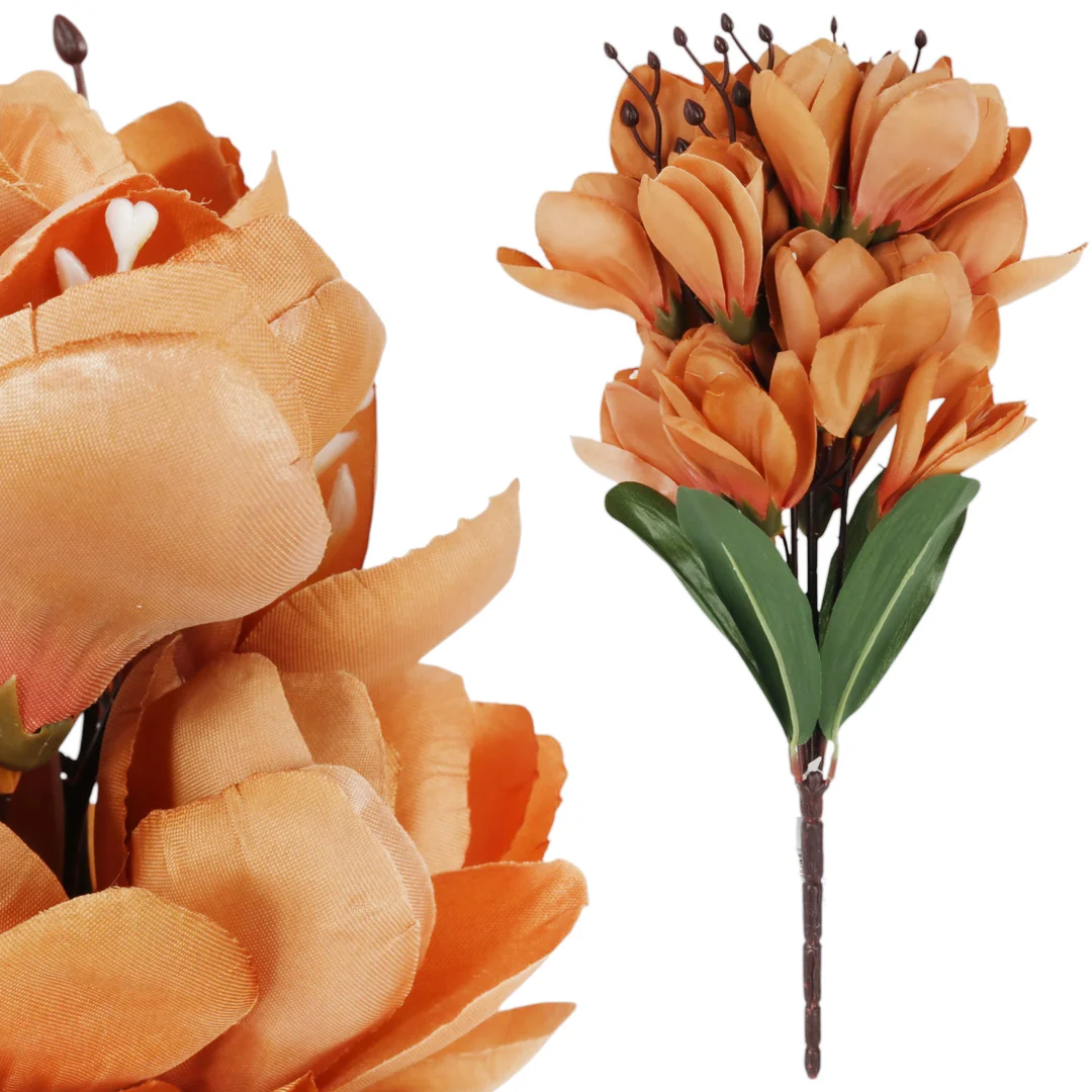 BUKIET MAGNOLII sztuczne kwiaty do wazonu KOMPOZYCJA brązowa 37 cm