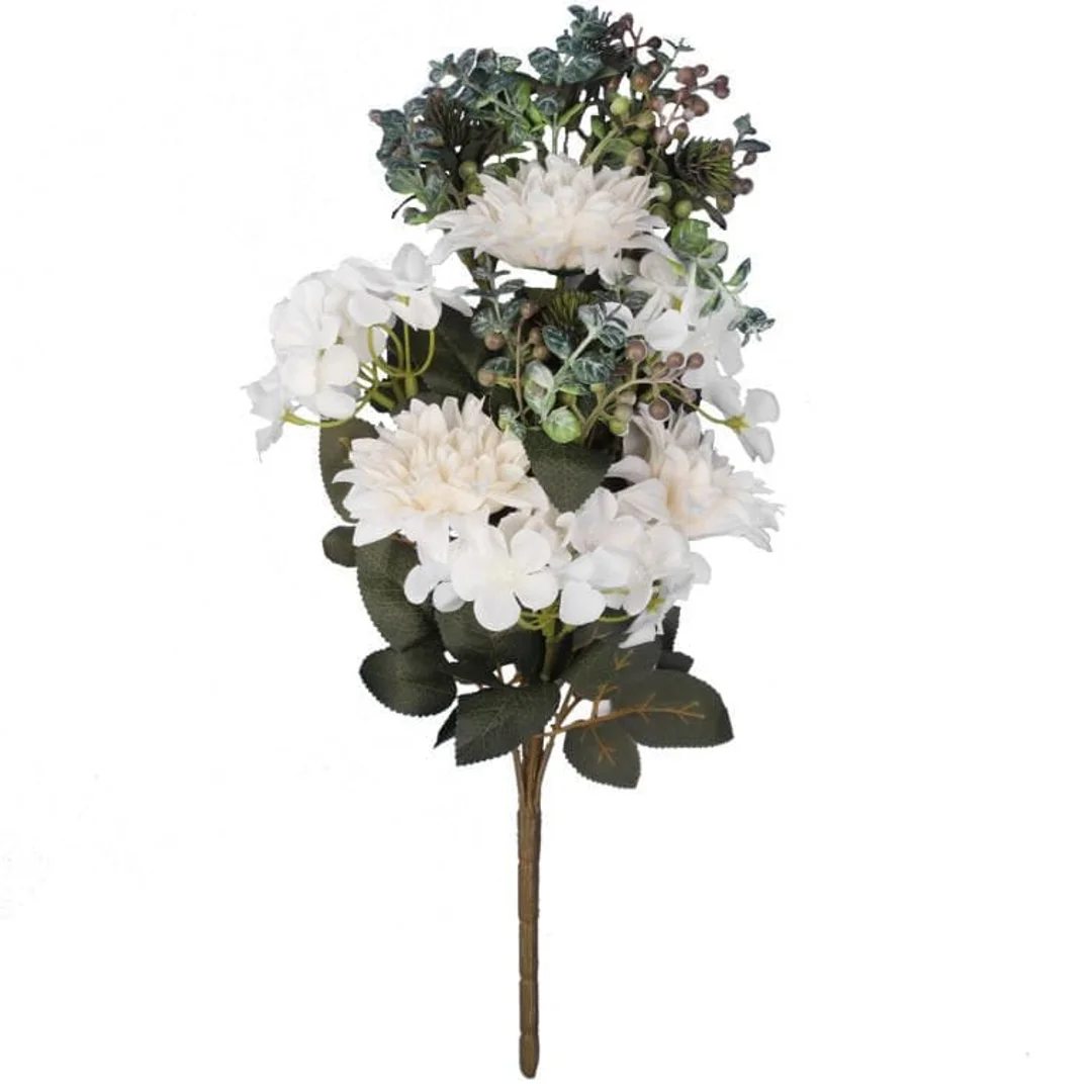 Bukiet płaski z hortensją 48 cm Biały