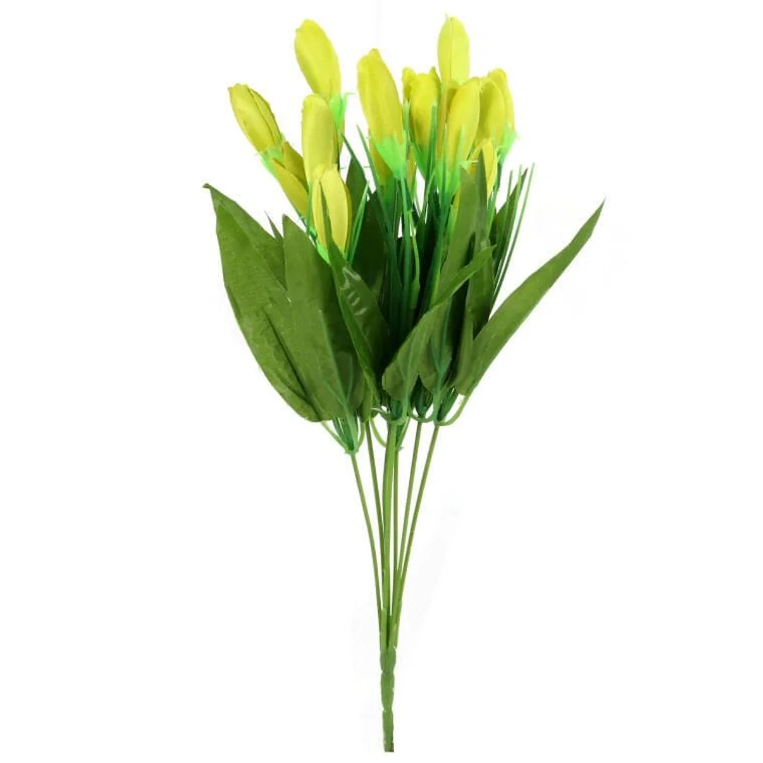 Bukiet Sztucznych Krokusów w Kolorze Zielonym - 20 Sztuk, Wysokość 35cm