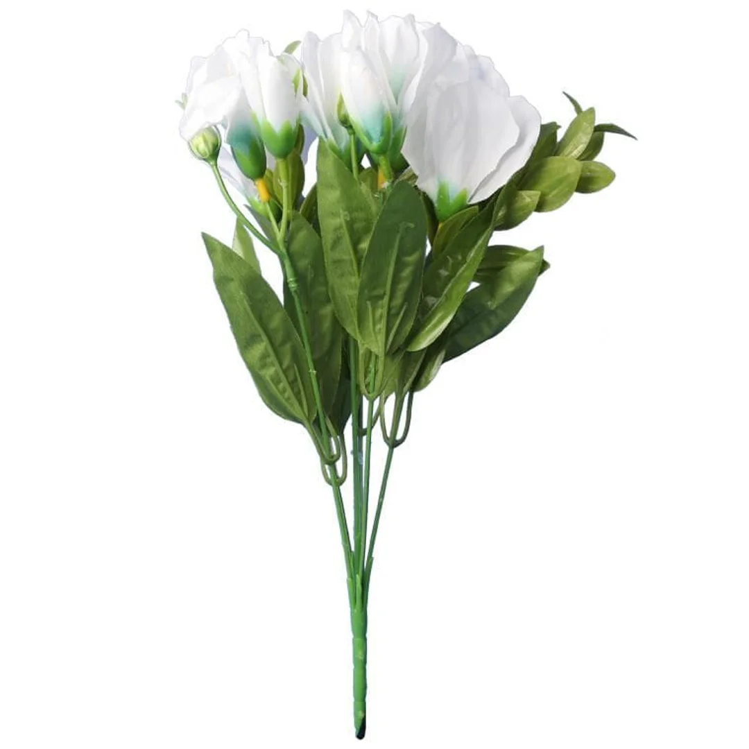 BUKIET Z 6 BIAŁYCH EUSTOM WYSOKOŚCI 36 CM - DEKORACJA DO ZABUDOWY