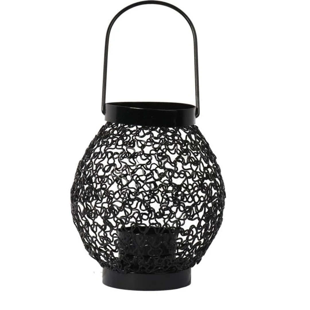 Czarna Metalowa Latarenka na Świeczkę Tealight do Dekoracji Ogrodu i Tarasu