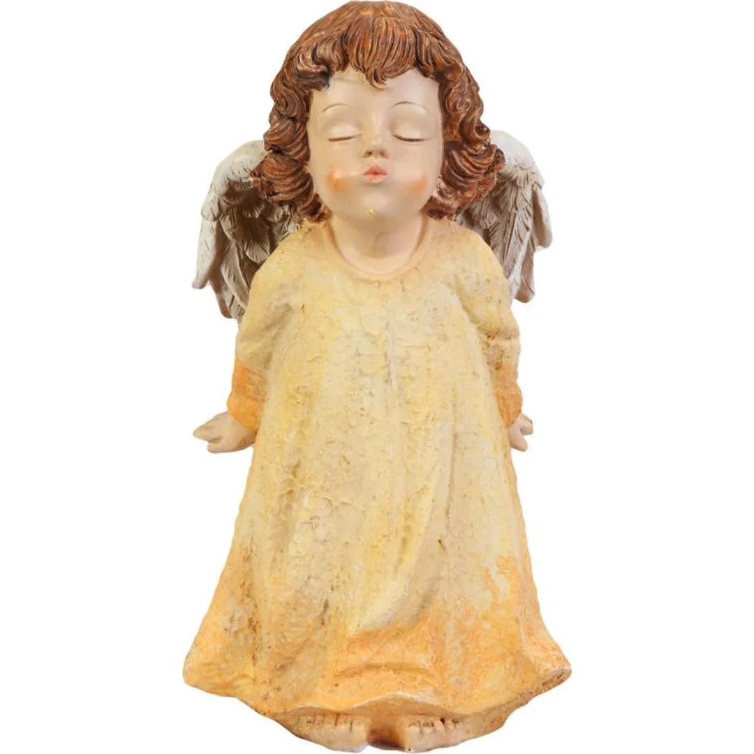 Figurka Anioła Strażnika w Kremowej Szacie - Dekoracja do Domu i na Pomnik 21 cm