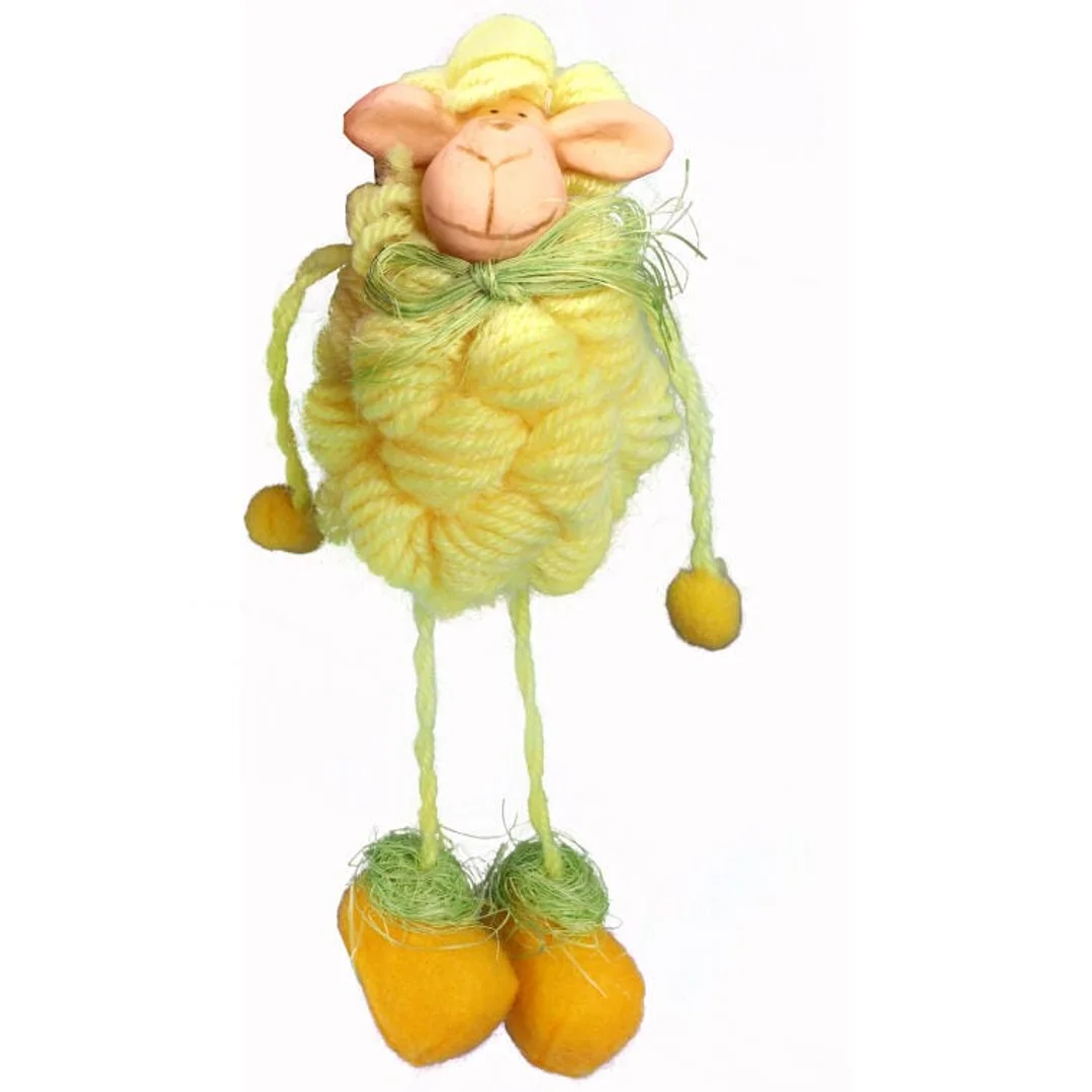 Figurka baranek z włóczki do posadzenia 18cm żółty