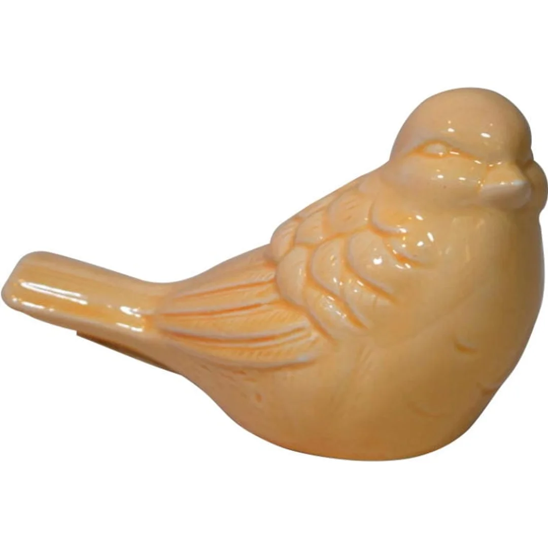 Figurka dekoracyjna ceramiczna Ptaszek - sztucznie postarzana - kolor zielony