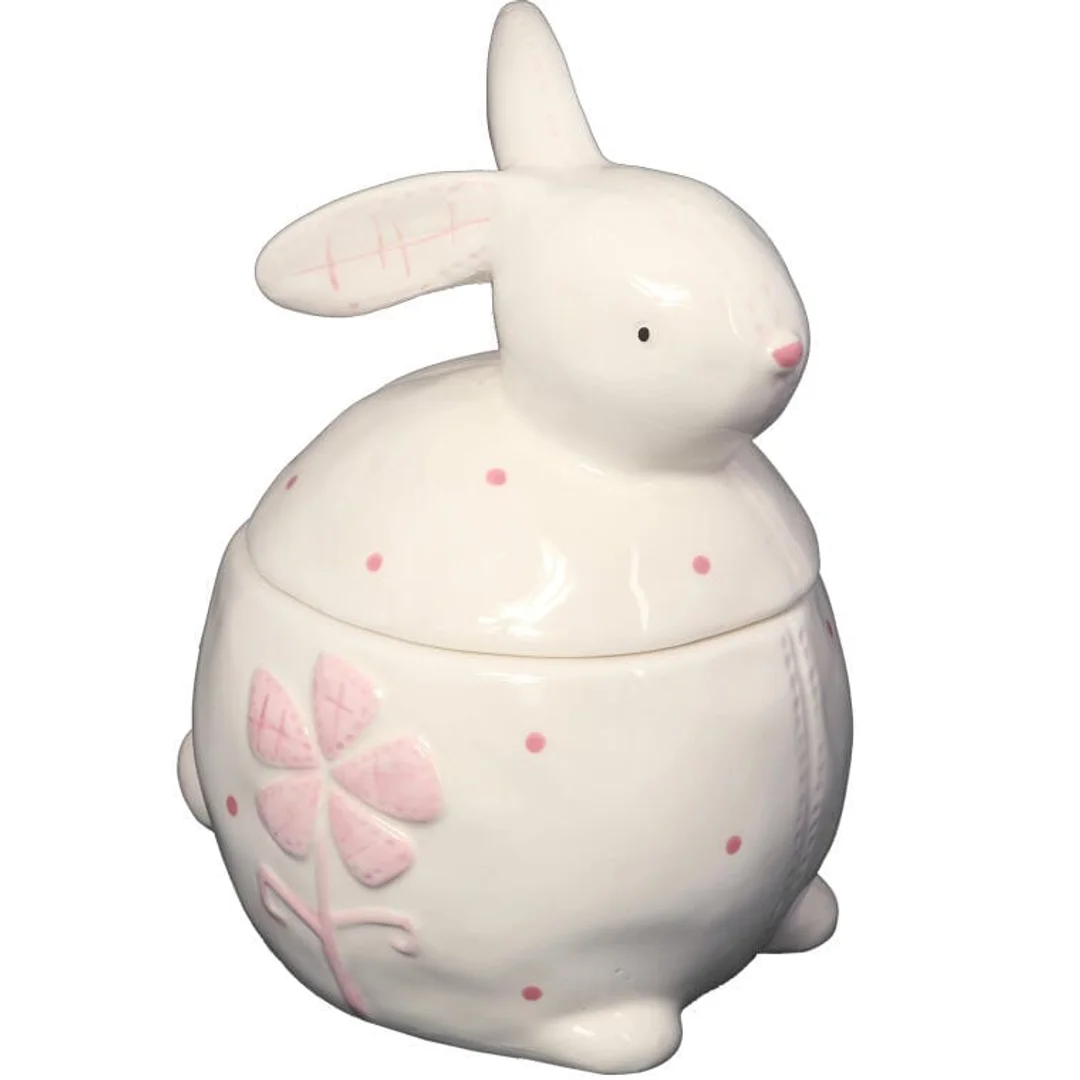 Figurka Wielkanocna - Ceramiczny Pojemnik w Kształcie Zająca, Biały, 20cm