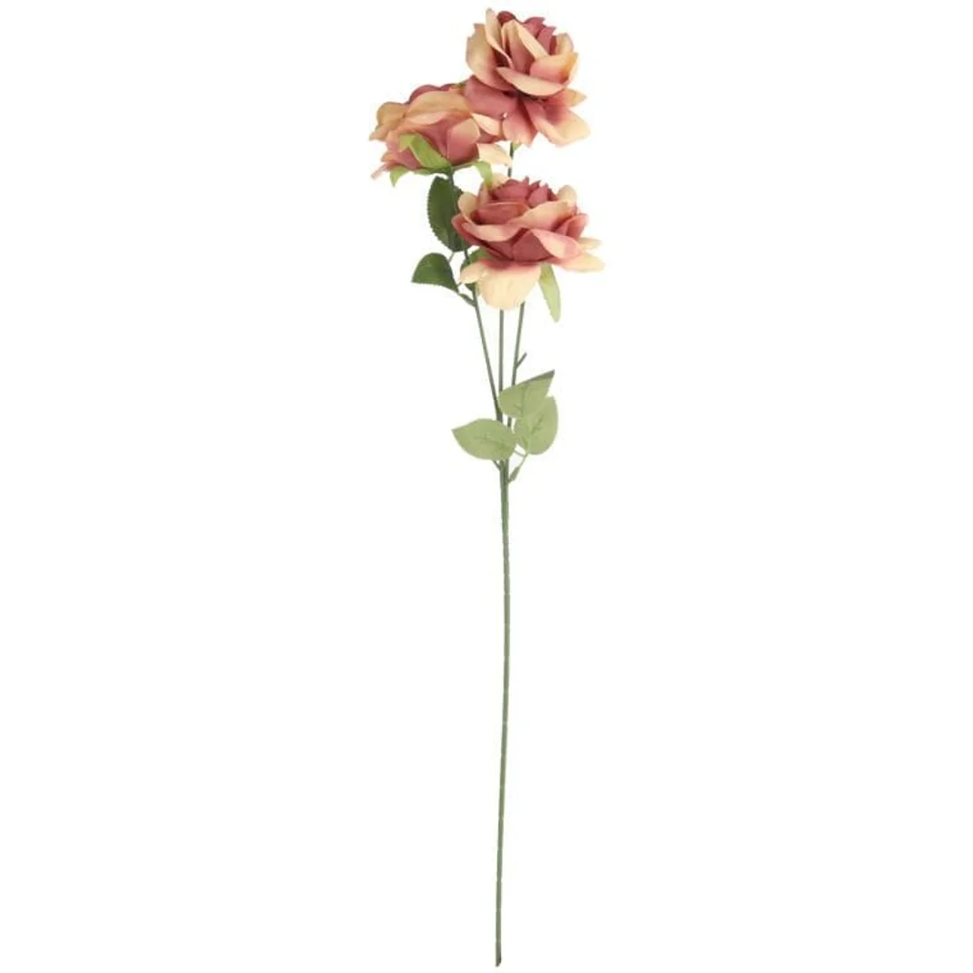 GAŁĄZKA 3 ROZWINIĘTYCH RÓŻ 68 cm KOLOR ŁOSOSIOWY