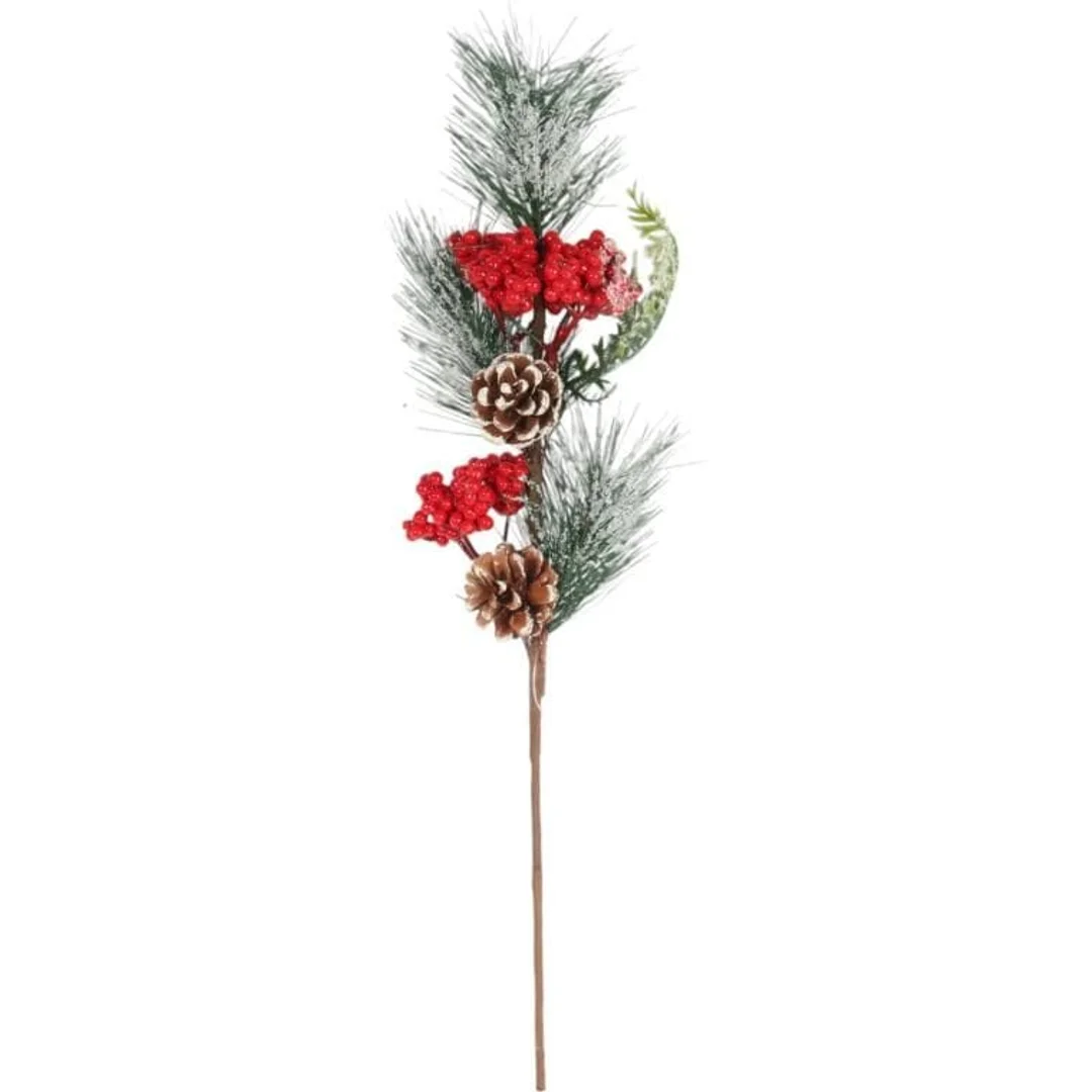 GAŁĄZKA MODRZEW z JARZĘBINĄ 45 CM czerwona