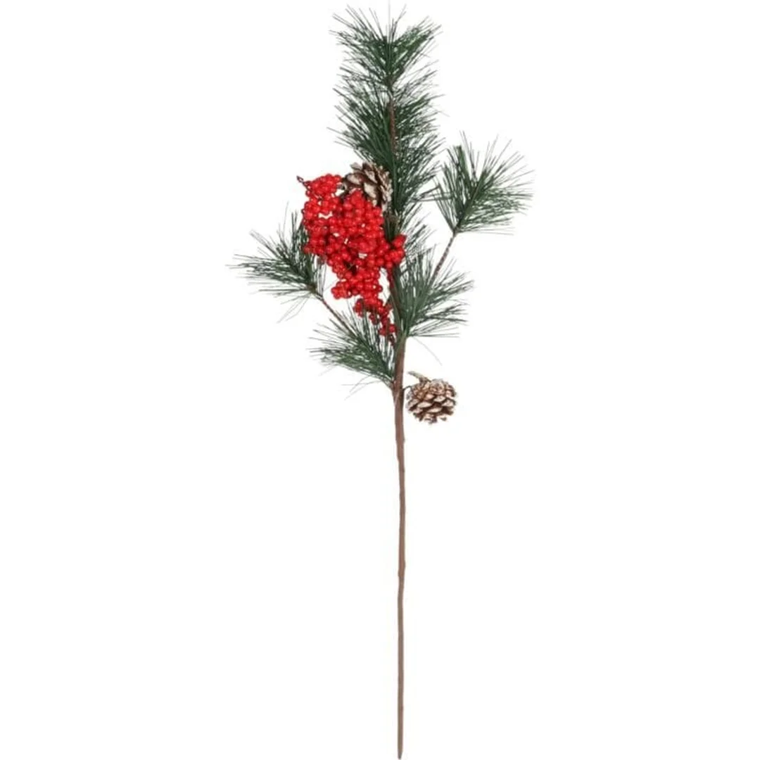 GAŁĄZKA MODRZEW z JARZĘBINĄ 57 CM czerwona