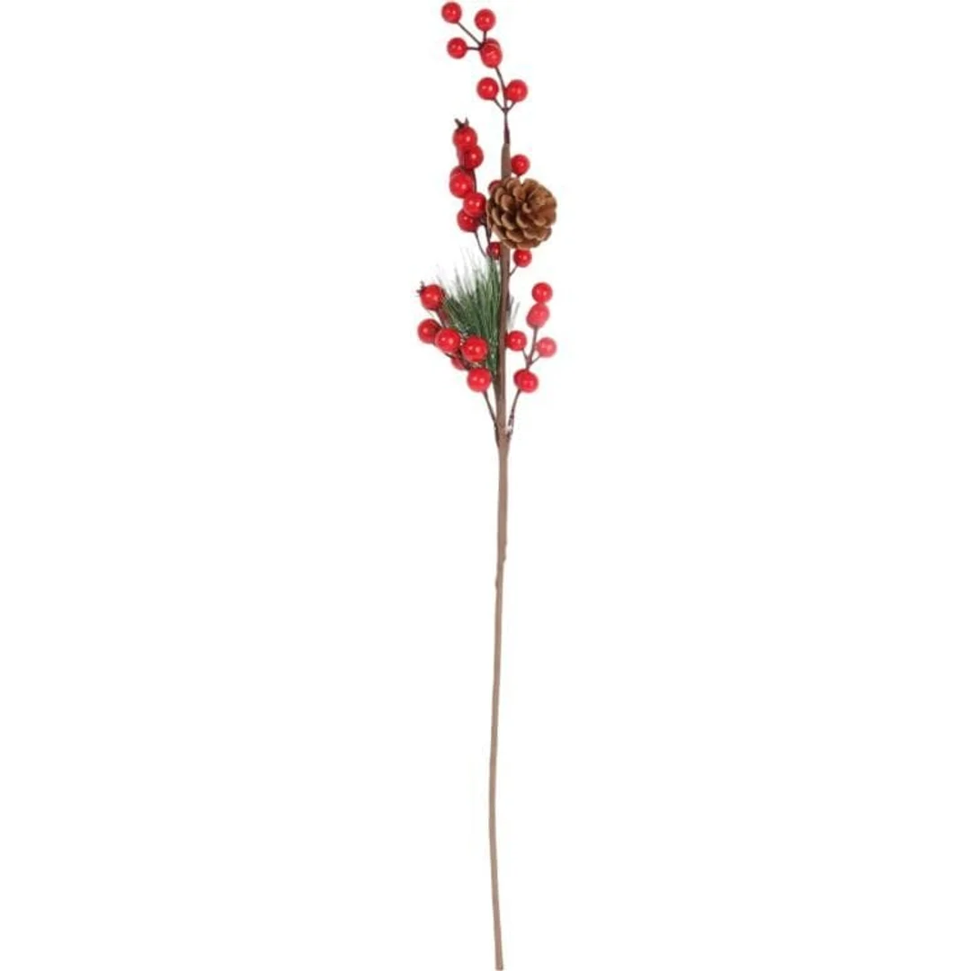 GAŁĄZKA ŚWIERKOWA z JARZĘBINĄ 60 CM czerwona