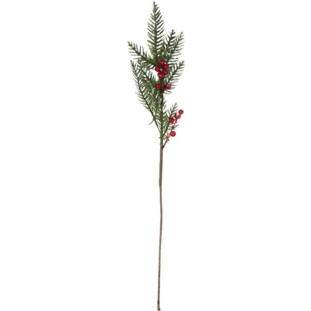 GAŁĄZKA ŚWIERKOWA z JARZĘBINĄ 63 CM czerwona
