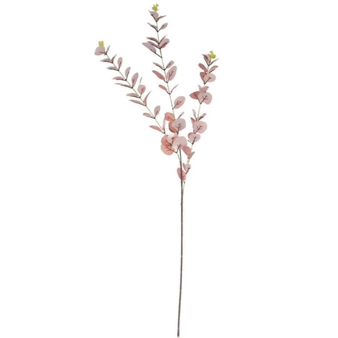 Gałązka Sztucznych Liści Eukaliptusa 80 cm różowa