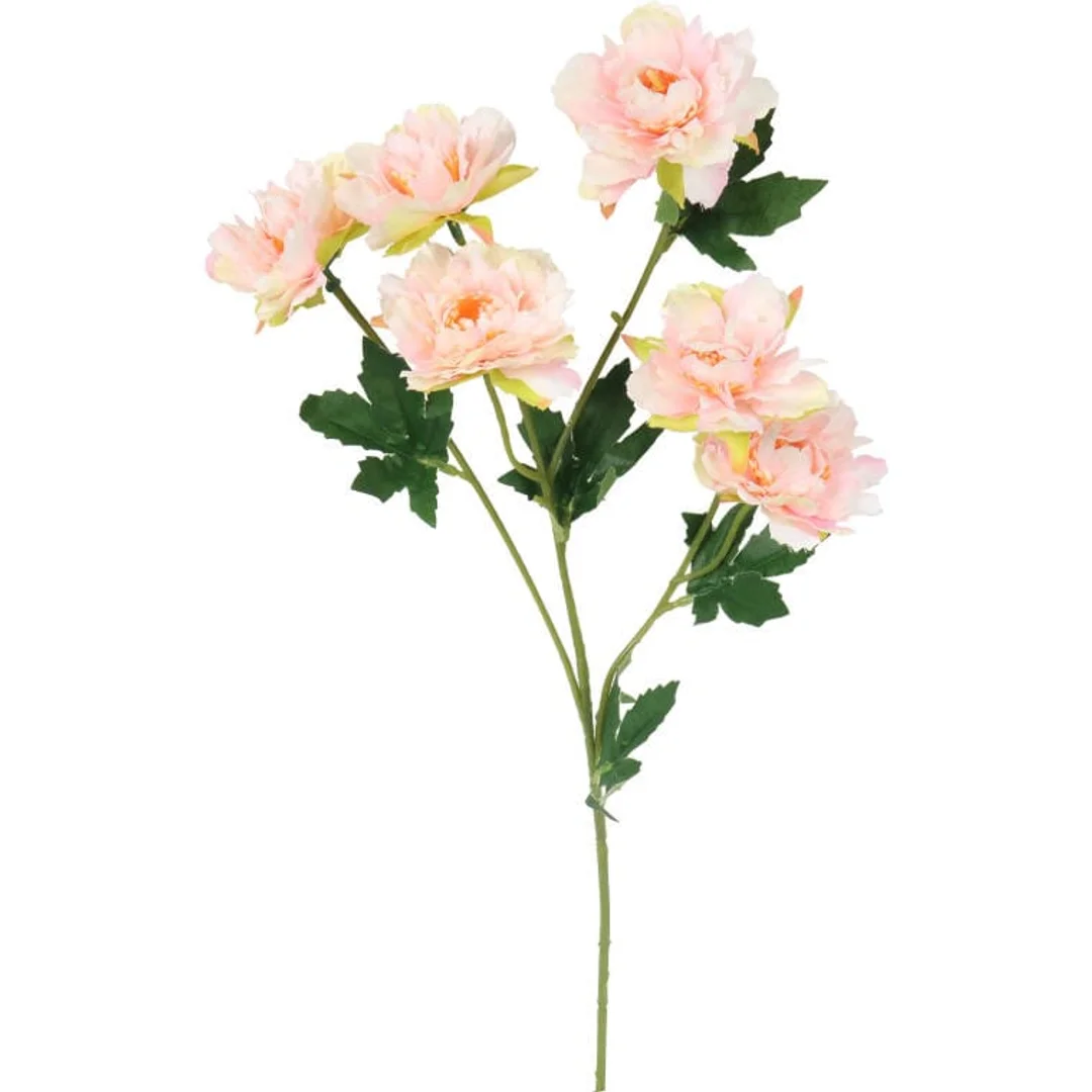 GAŁĄZKA SZTUCZNYCH MINI PIWONII W KOLORZE ŁOSOSIOWYM - 60 CM