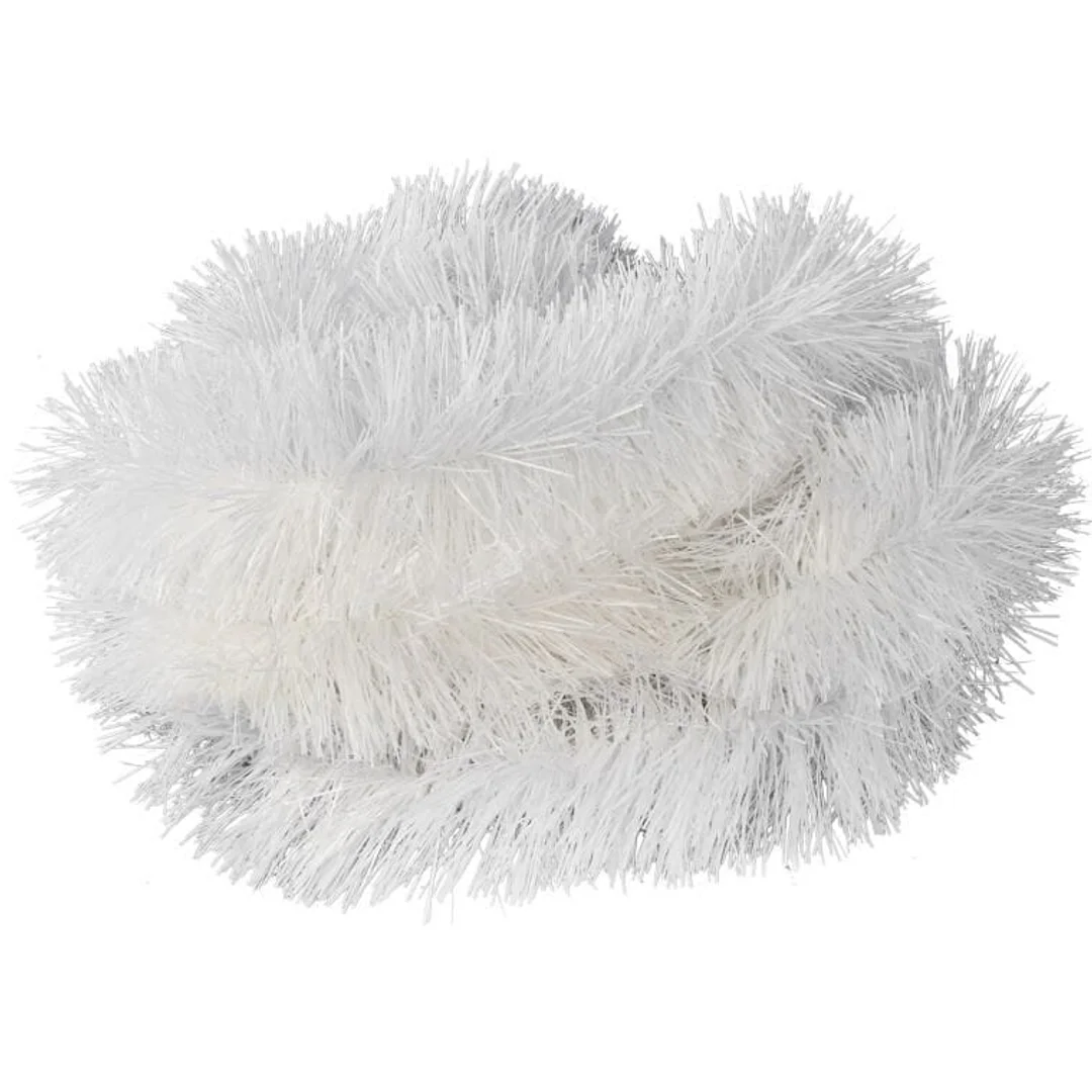 Gęsty Łańcuch Choinkowy Goliat z Białej Metalizowanej Folii 10cm x 300cm