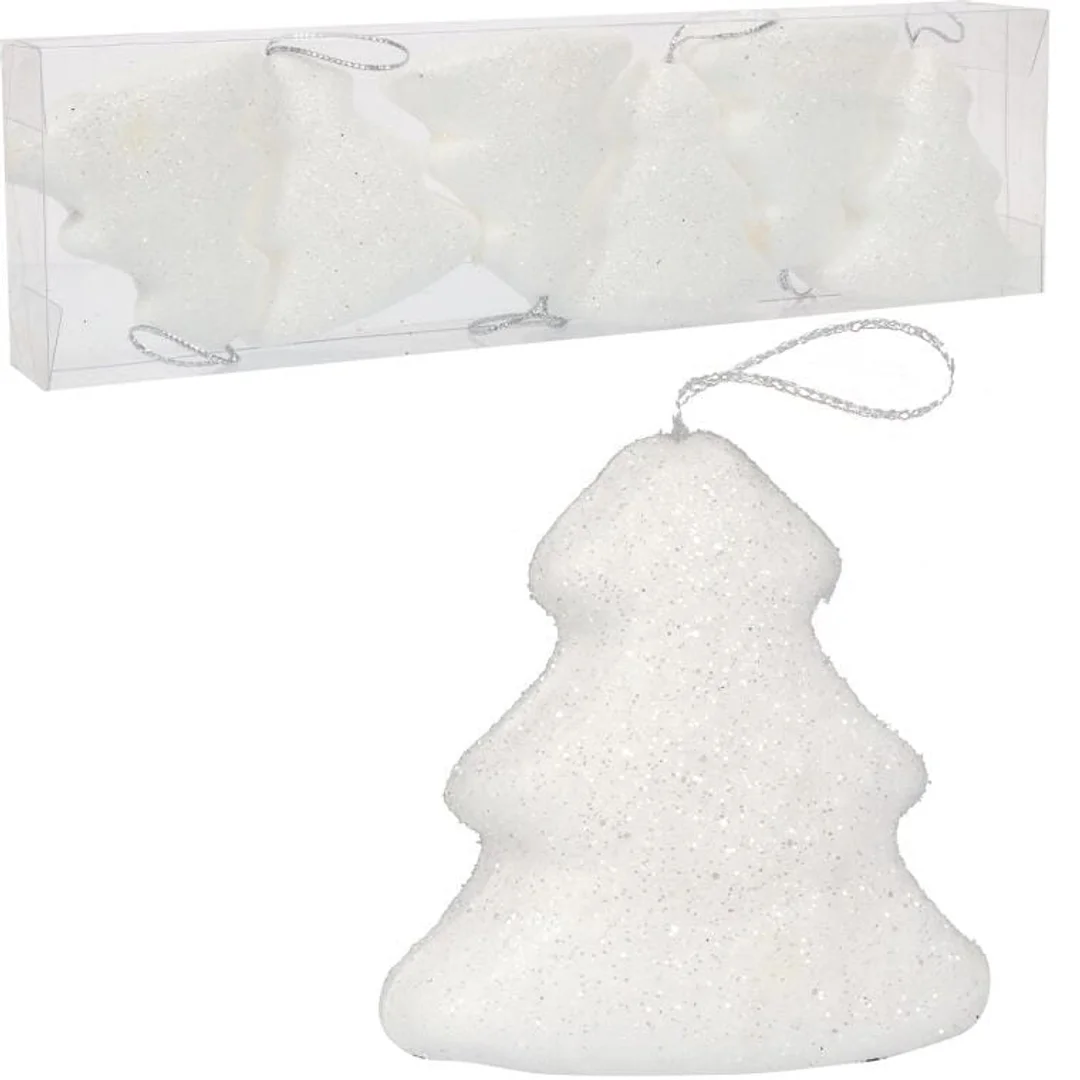 Komplet 6 Białych Styropianowych Choinek - Dekoracja Świąteczna 5,5 cm