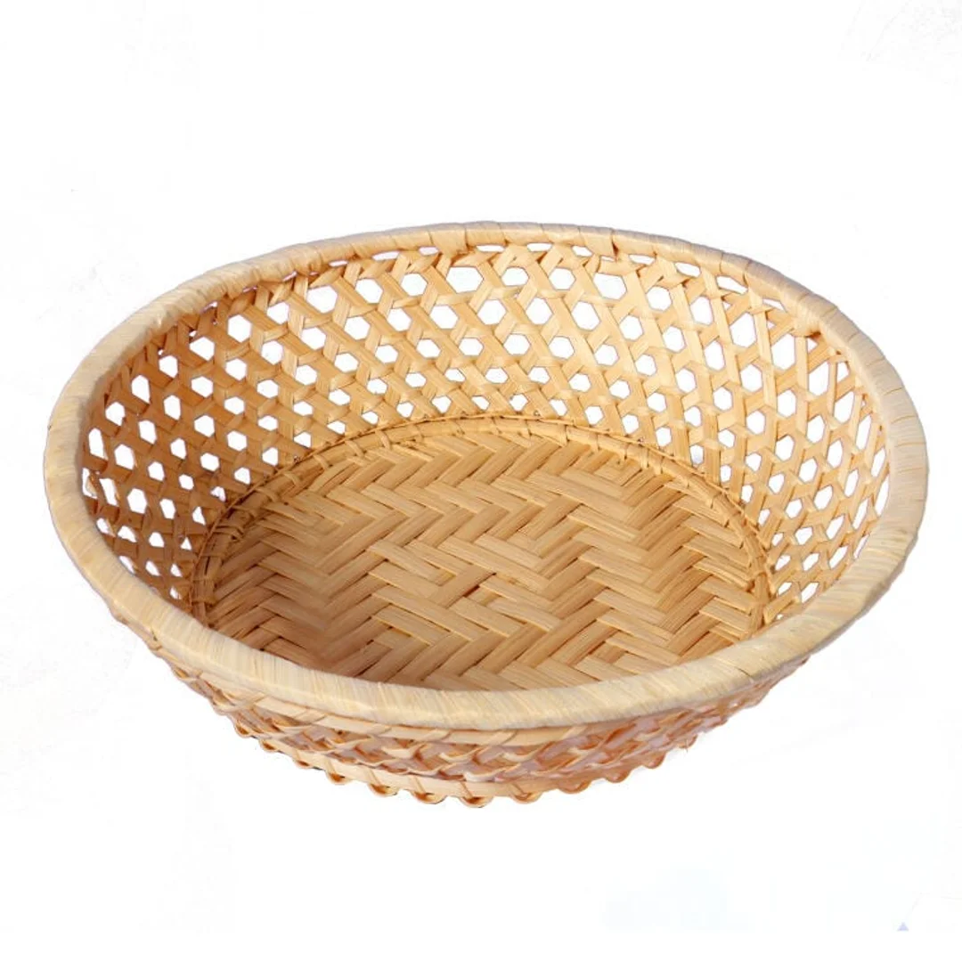 Koszyk na pieczywo z bambusa, okrągły, 20cm, kolor beżowy