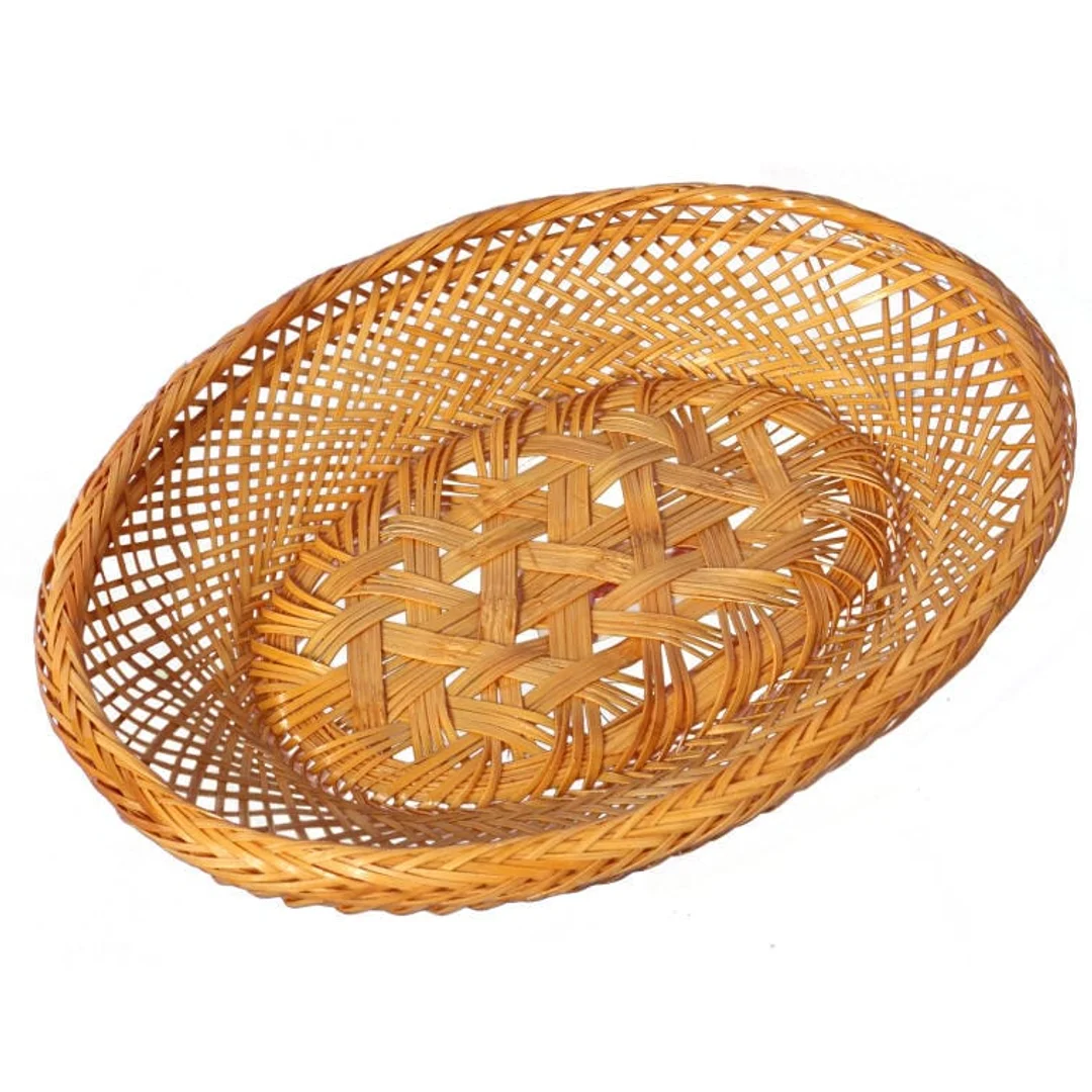 Koszyk na pieczywo z bambusa, owalny, 18x14cm, kolor kremowy
