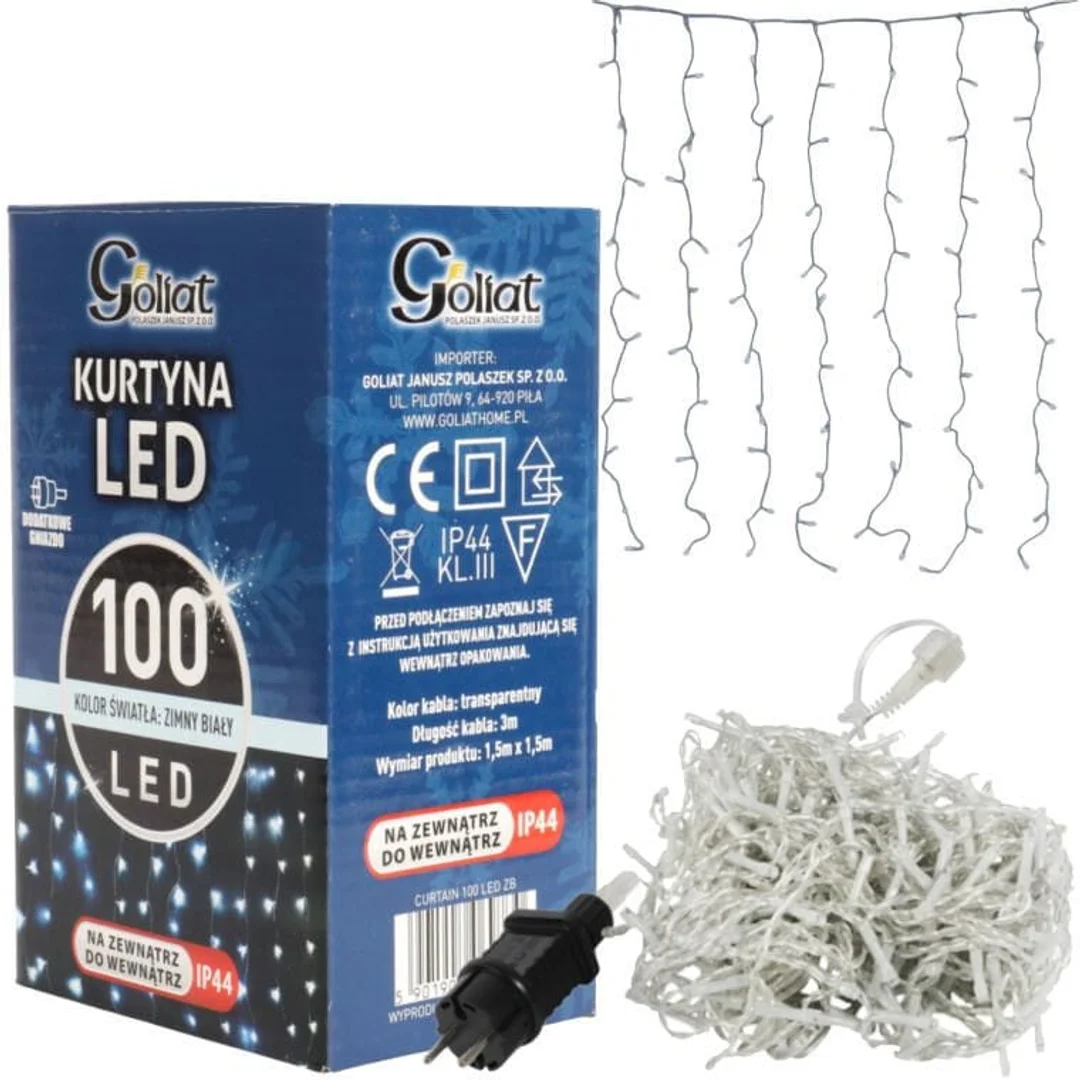 KURTYNA 100 LED ZASŁONA ŚWIETLNA LAMPKI ŚWIĘTA LAMPKA ŚWIĄTECZNA 1.5 X1.5 M