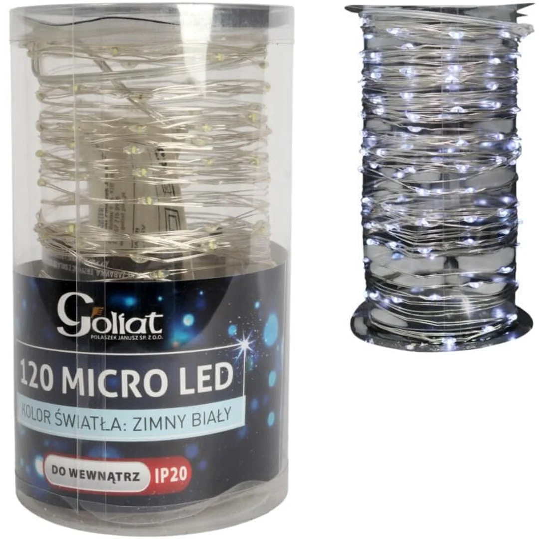 LAMPKI CHOINKOWE 120 LED IP20 ZIMNY BIAŁY NA BATERIE