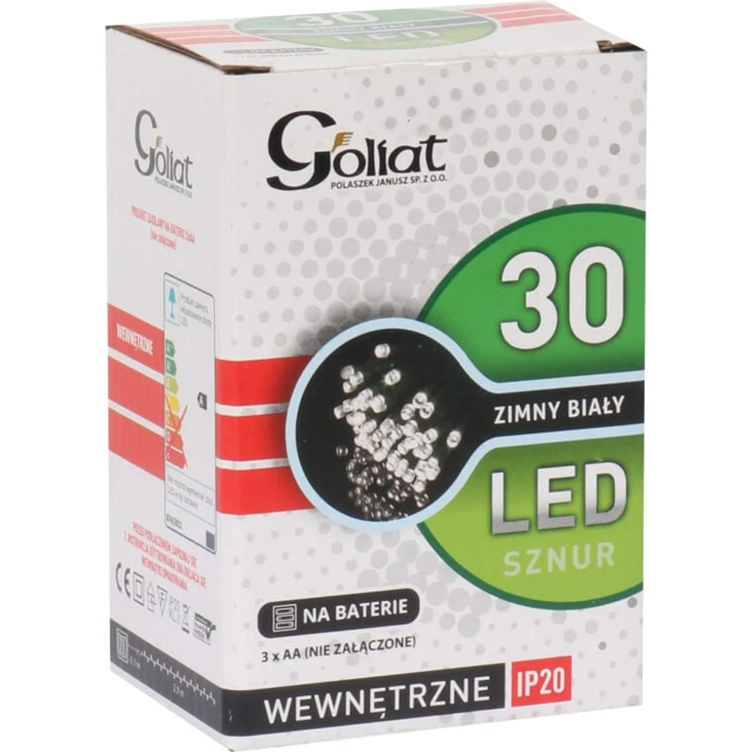 Lampki choinkowe 30 led kolor zimny biały na baterie