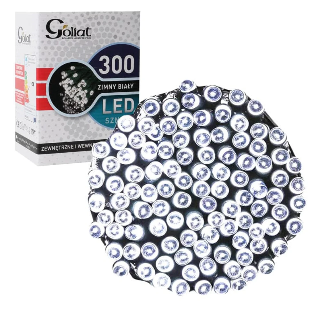 Lampki choinkowe 300 LED wewnętrzne zewnętrzne, zimny biały