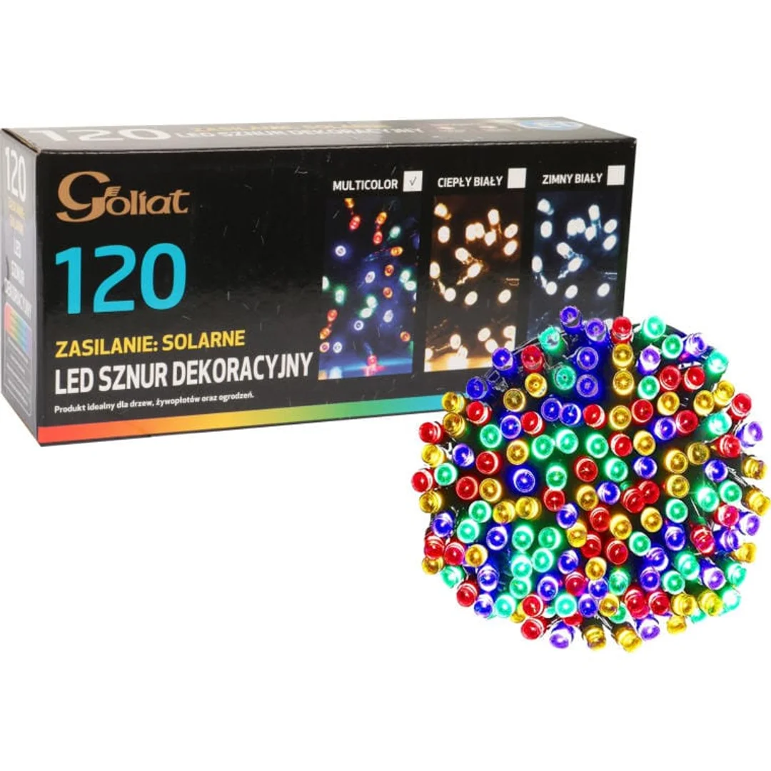 Lampki Choinkowe Solary 120 LED Multikolor do Oświetlenia Ogrodowego