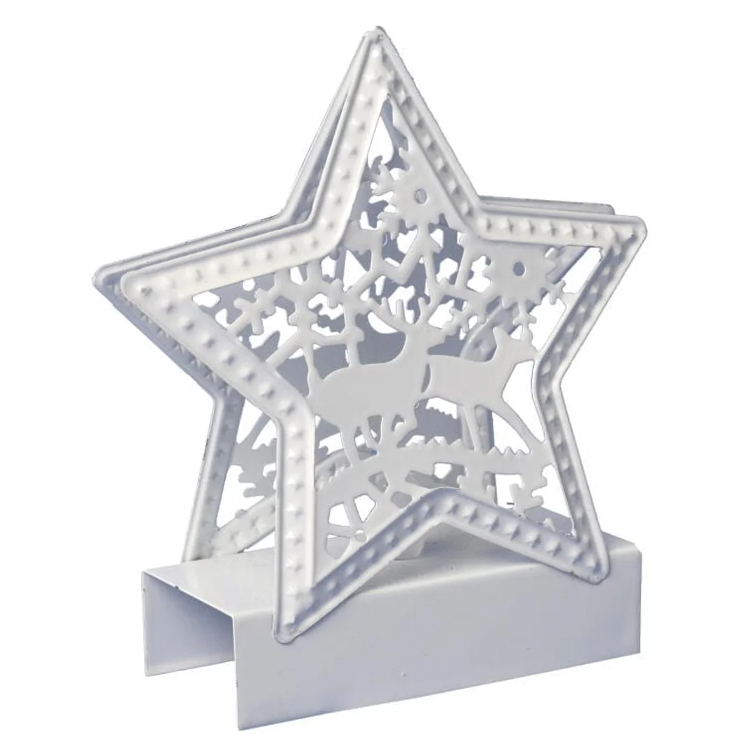 Metalowa Gwiazda Świąteczna LED zmieniająca kolory, biała, 13 cm, na baterie