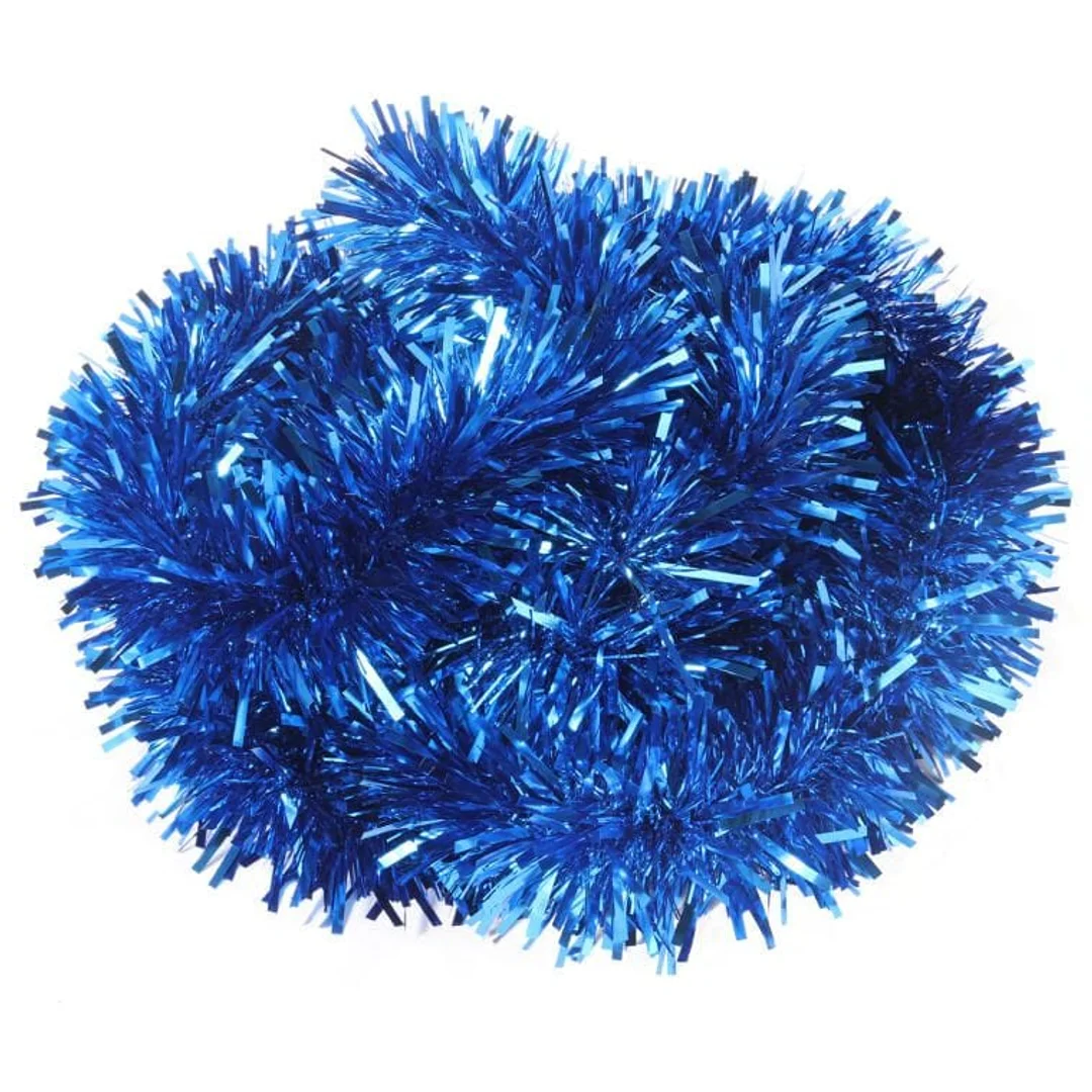 Niebieski łańcuch choinkowy Goliat z folii metalizowanej, 7cm x 2m