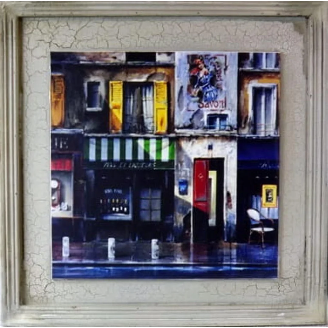 Obraz retro Kamienica Paryska 38x38 cm - efekt postarzania, część serii
