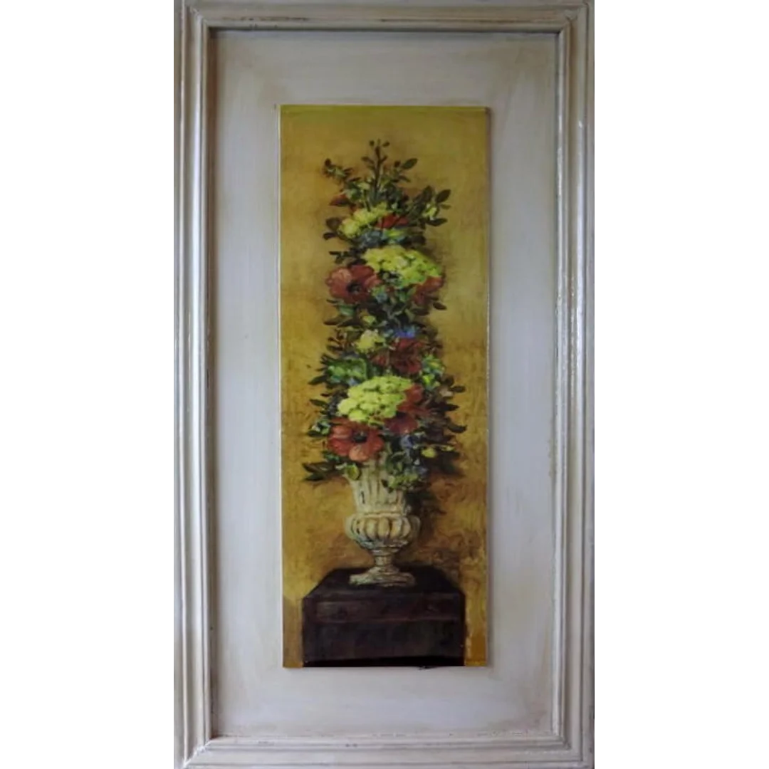 Obraz wysoka kompozycja kwiatów w donicy 1 w rozmiarze 30 x 56 cm