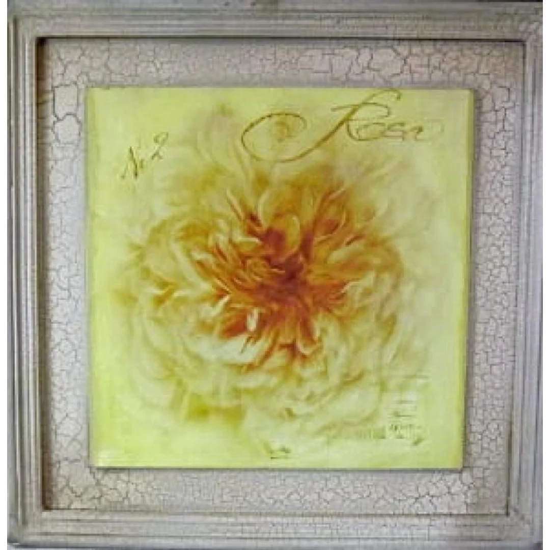 Obraz Żółta Róża - Część 4 z 4 Serii Postarzanej, Rozmiar 38x38 cm